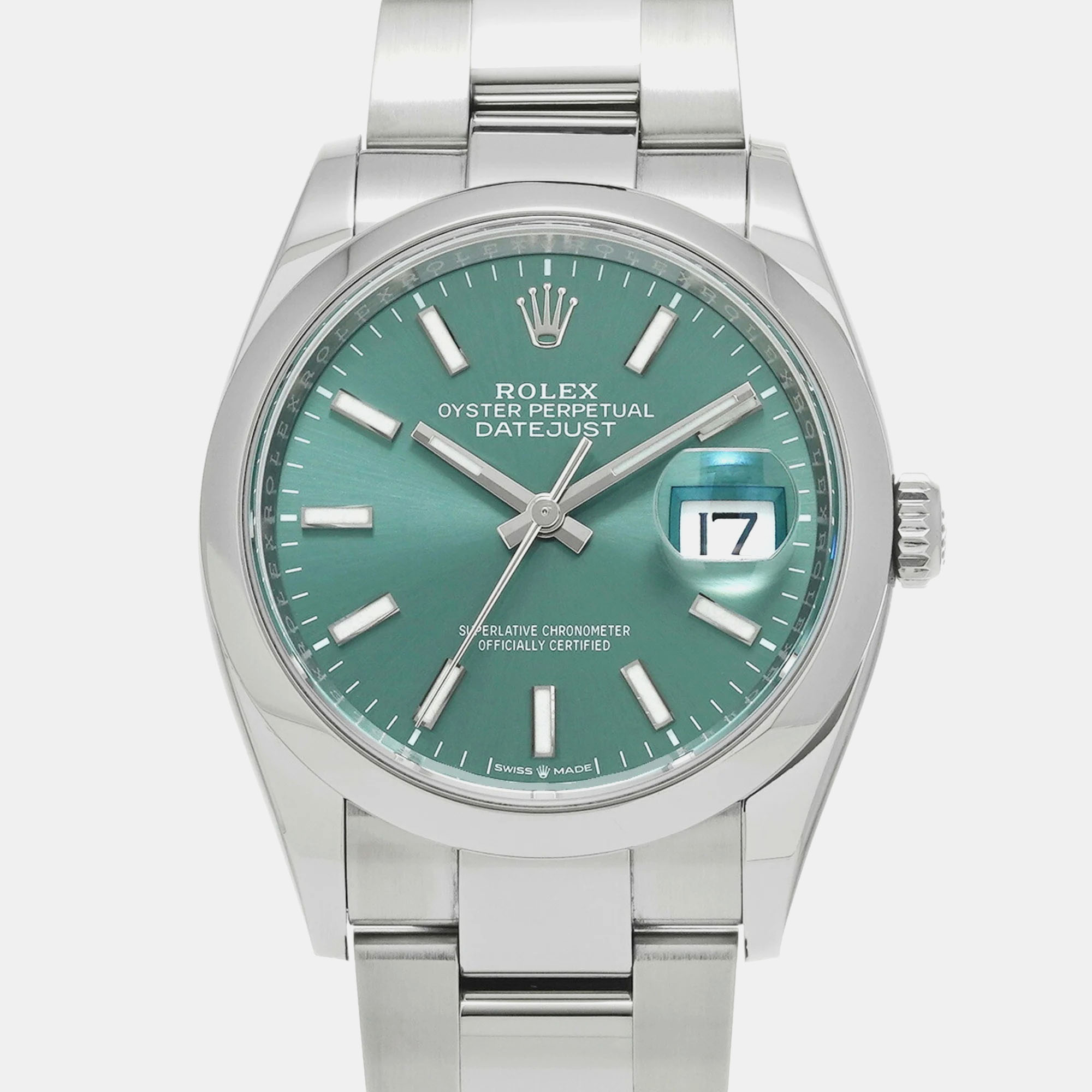 

Rolex Green Stainless Steel Datejust 126200 Automatic Men's Wristwatch 36 mm