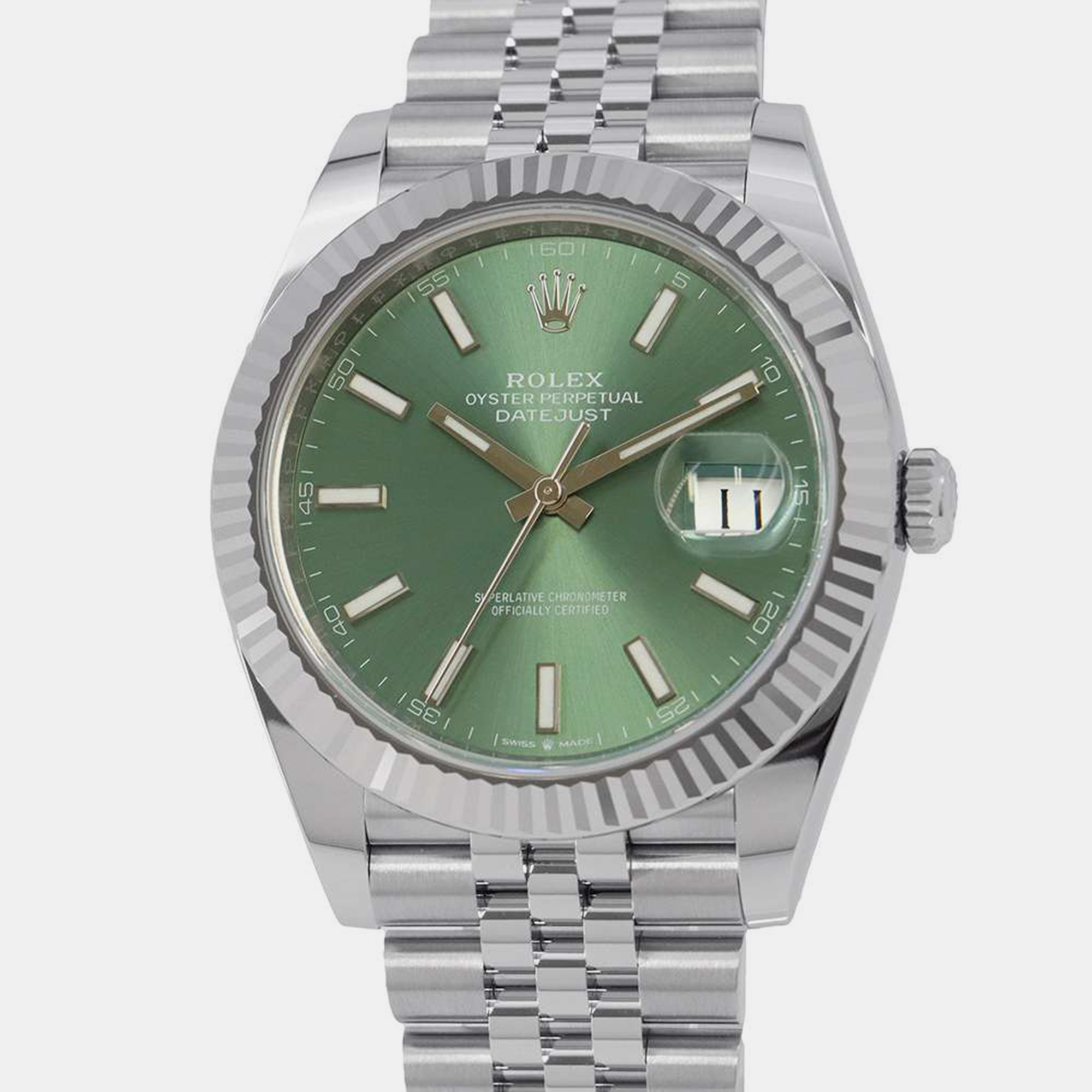 

Rolex Stainless Steel K18WG Mint Green Dial Datejust 41 W41mm