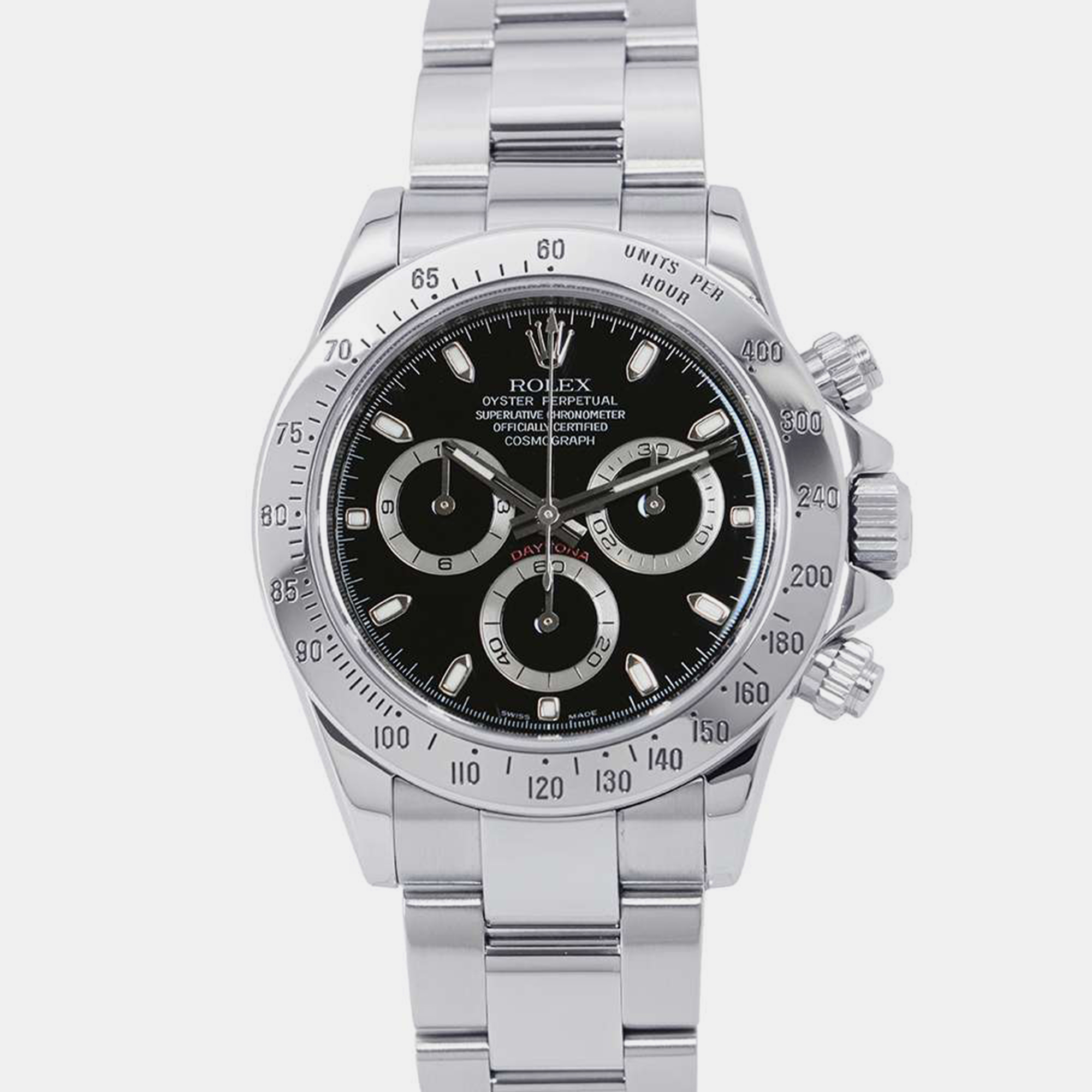 

Rolex Black Stainless Steel Cosmograph Daytona 116520 Automatic Men's Wristwatch 40 mm