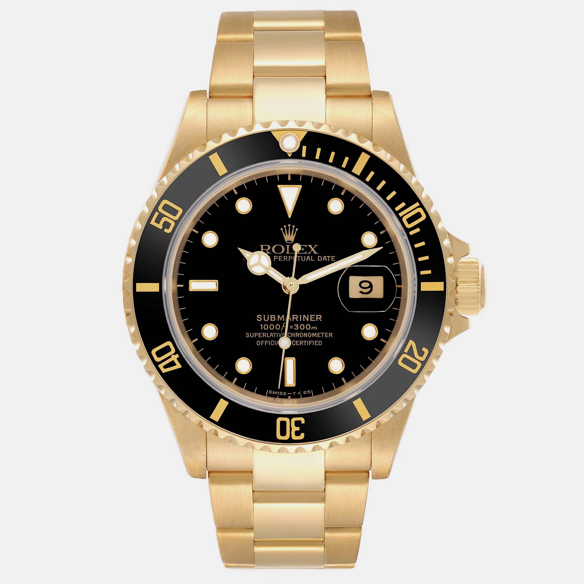 

Rolex Submariner Yellow Gold Black Dial Bezel Men's Watch 16618 40 mm