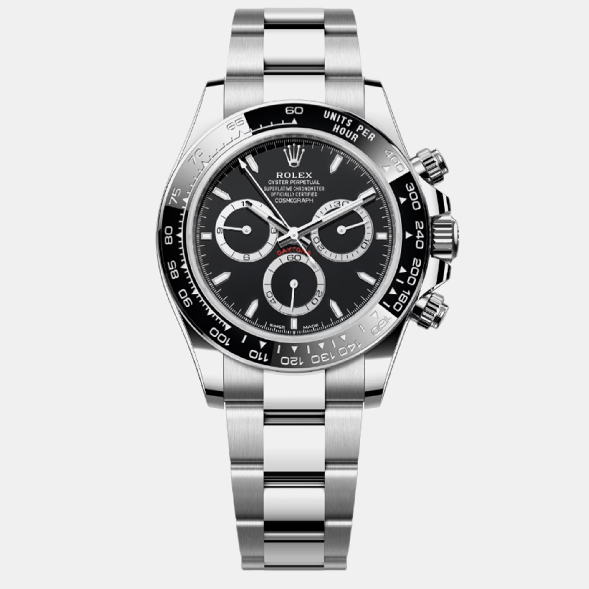 Pre-owned Rolex Black Stainless Steel Daytona 126500ln Men's Wristwatch 40 Mm