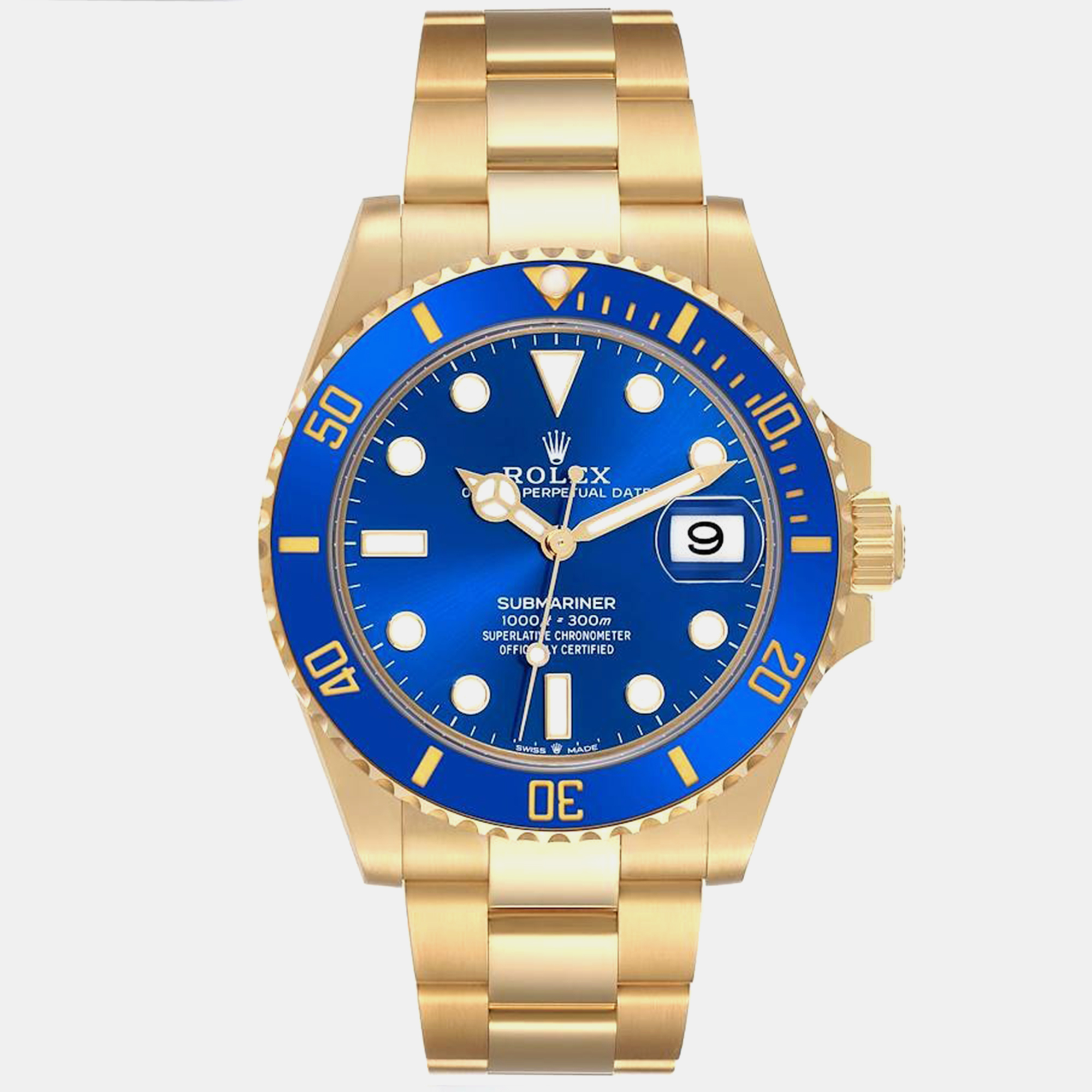 

Rolex Submariner Yellow Gold Blue Dial Bezel Men's Watch