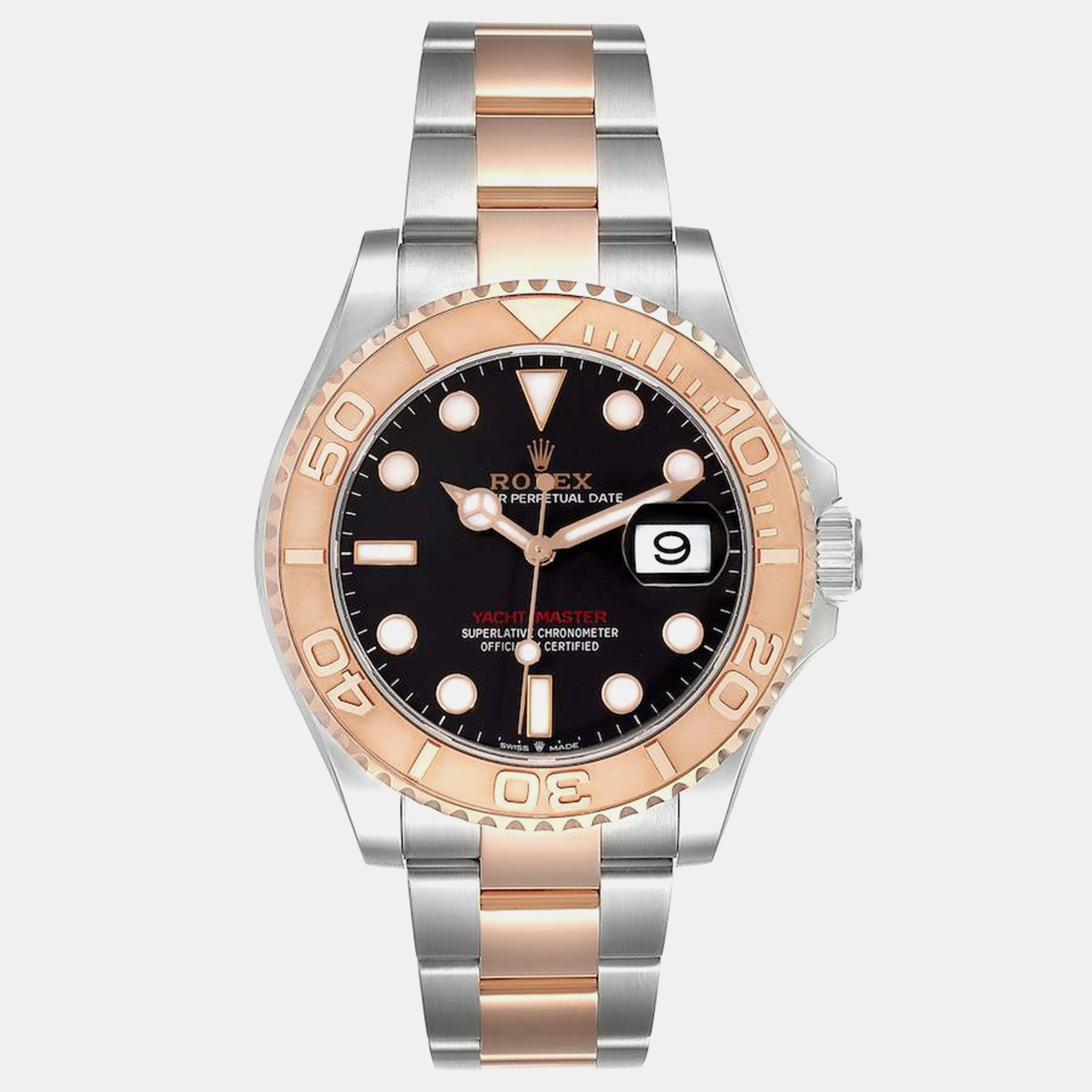 

Rolex Yachtmaster Rose Gold Steel Rolesor Mens Watch, Black