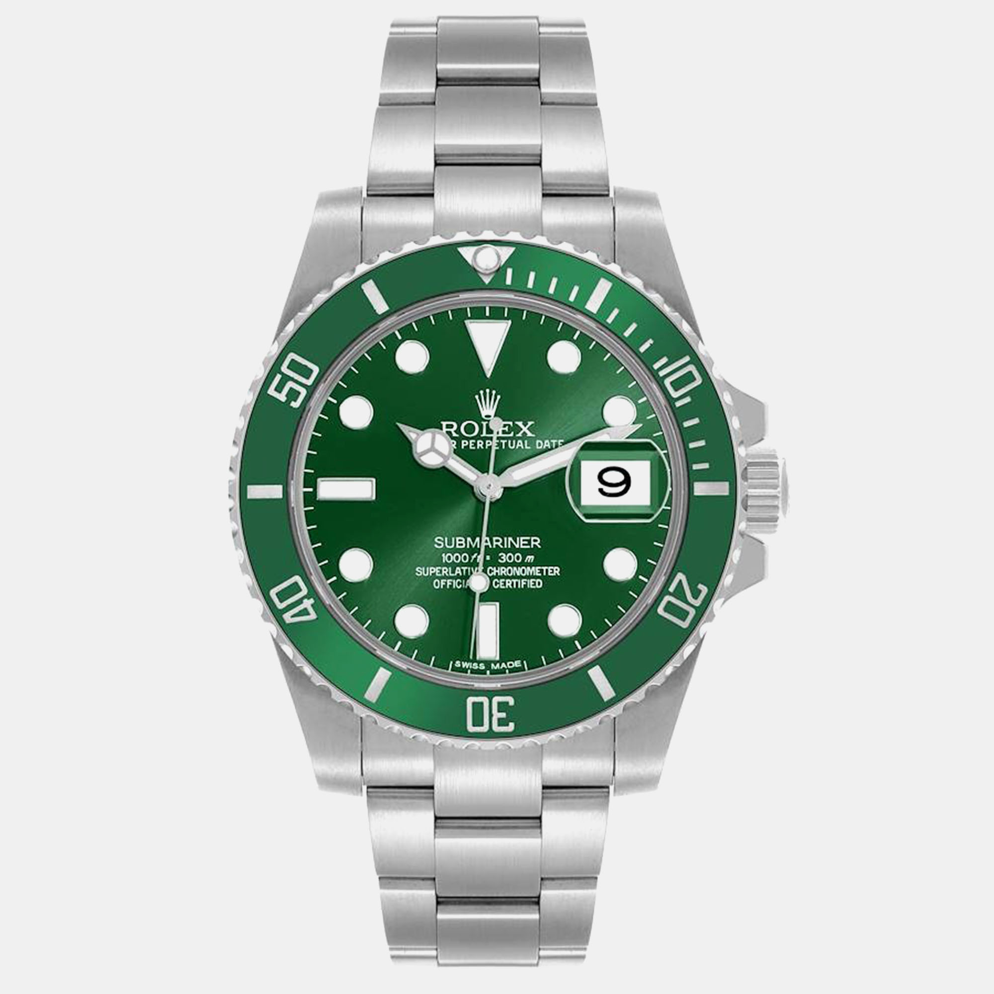 

Rolex Submariner Hulk Green Dial Steel Men's Watch 116610LV 40 mm