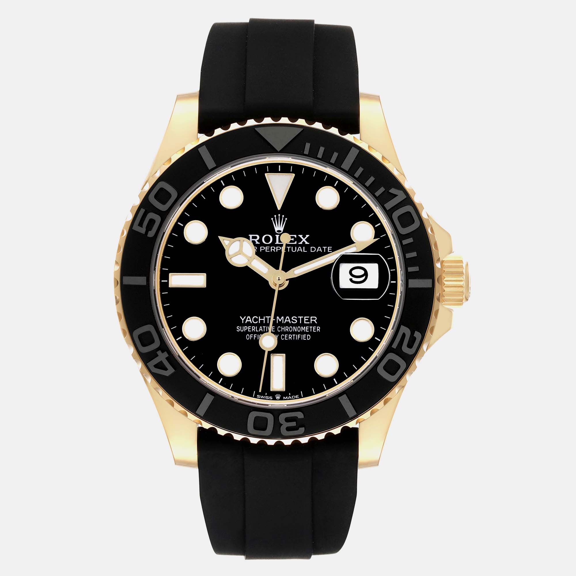 

Rolex Yacht-Master Yellow Gold Oysterflex Bracelet Mens Watch 226658, Black