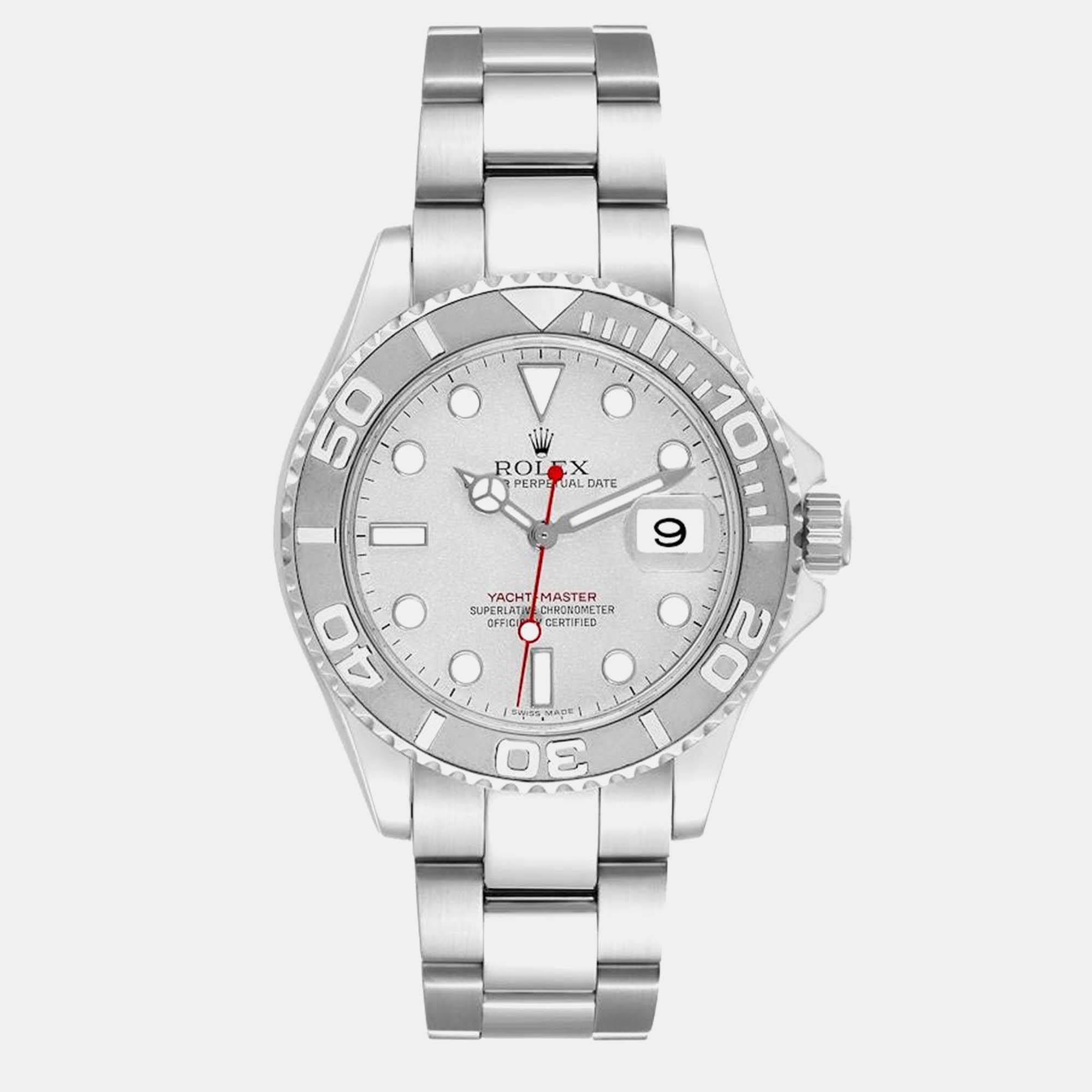 

Rolex Yachtmaster Platinum Dial Bezel Steel Men's Watch 16622 40 mm, Silver