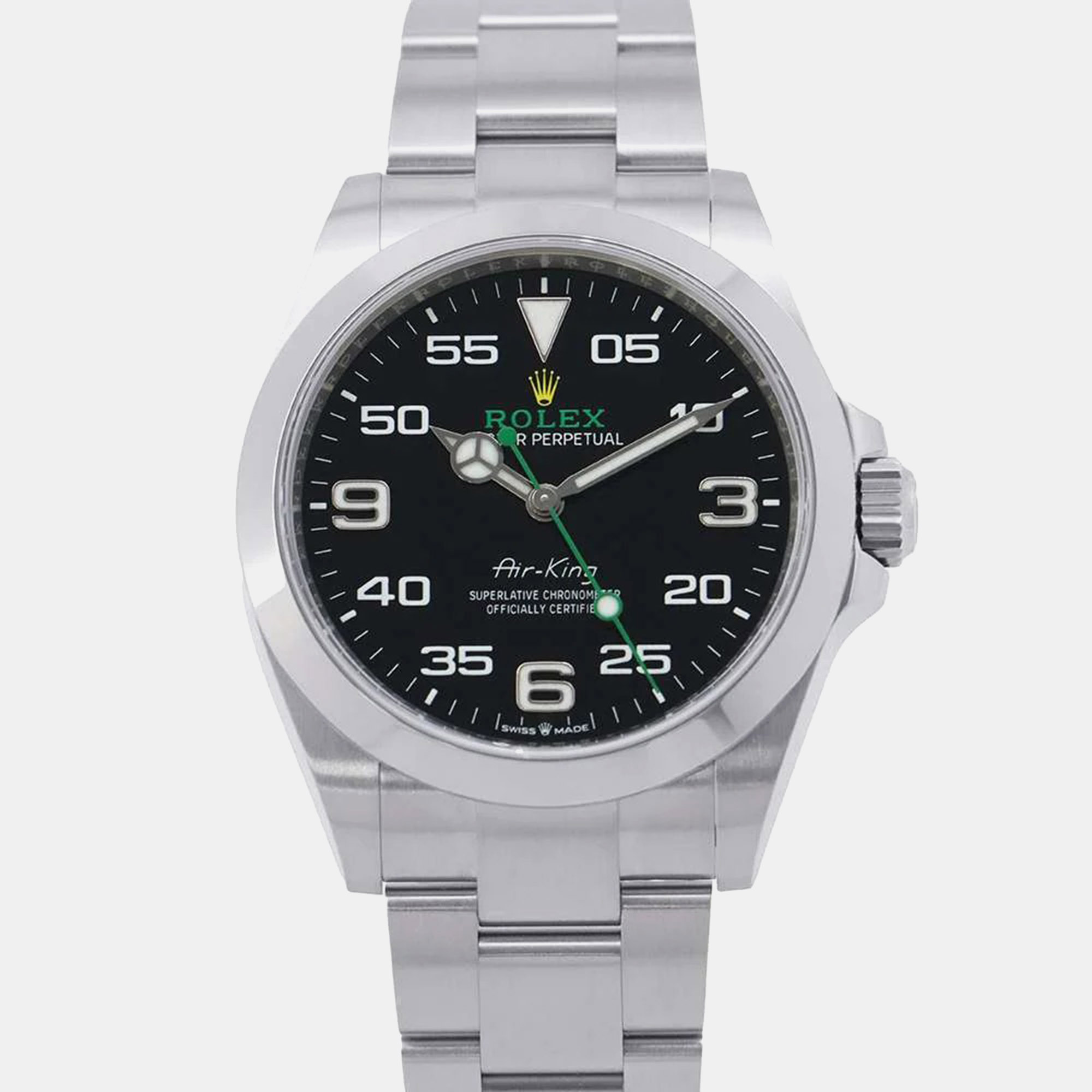 

Rolex Black Stainless Steel Air-King 126900 Automatic Men's Wristwatch 40 mm