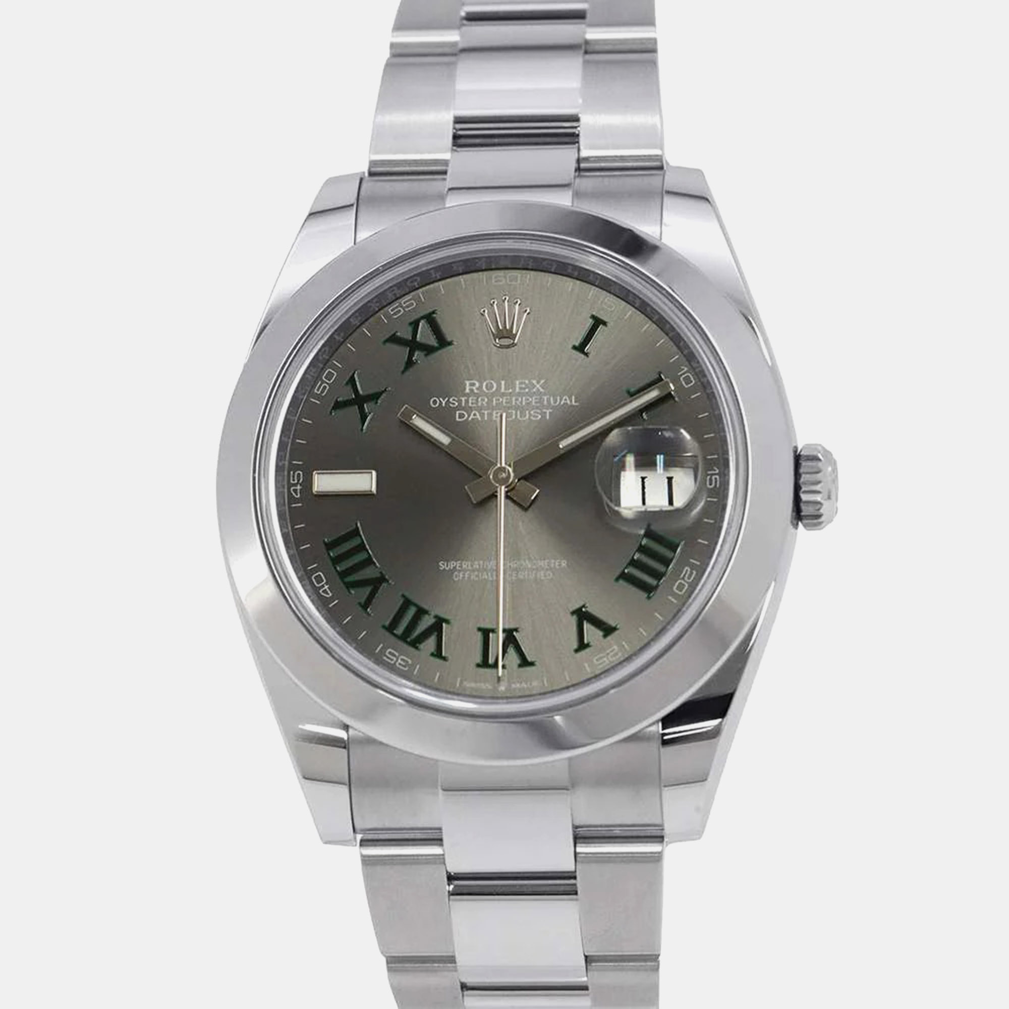 

Rolex Grey Stainless Steel Datejust 126300 Automatic Men's Wristwatch 41 mm