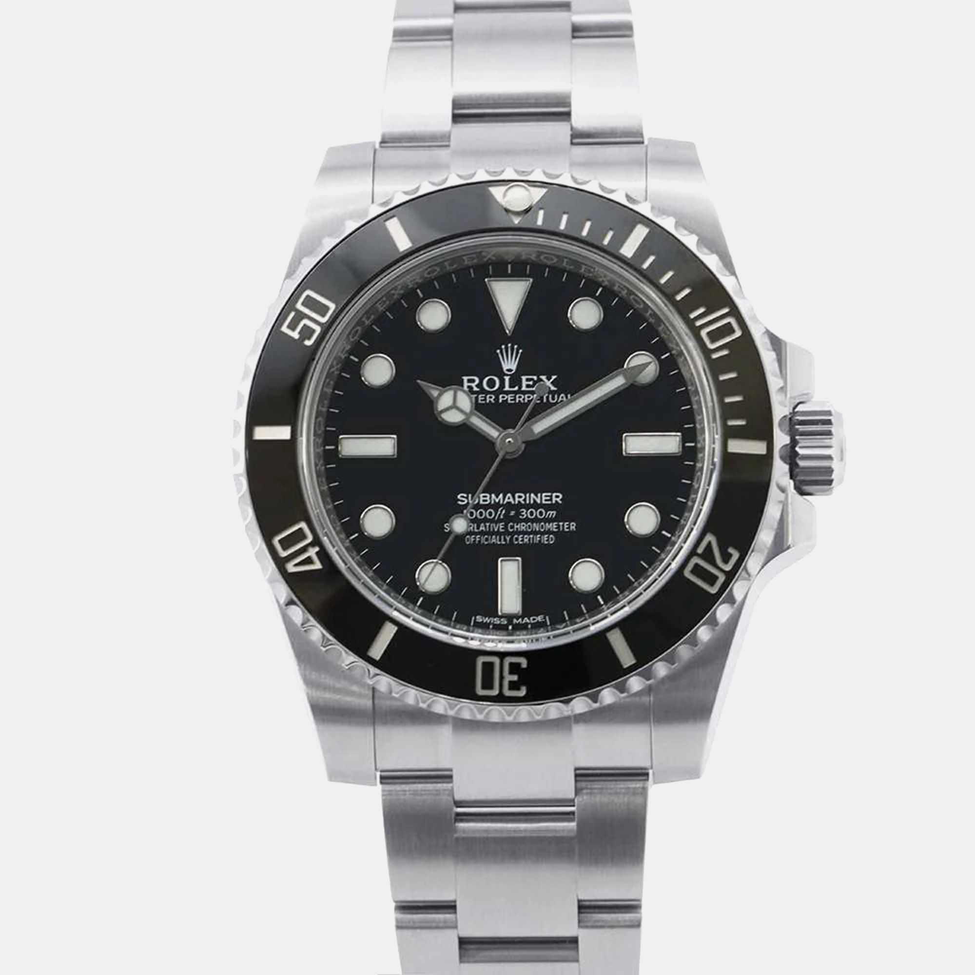 

Rolex Black Stainless Steel Submariner 114060 Automatic Men's Wristwatch 40 mm