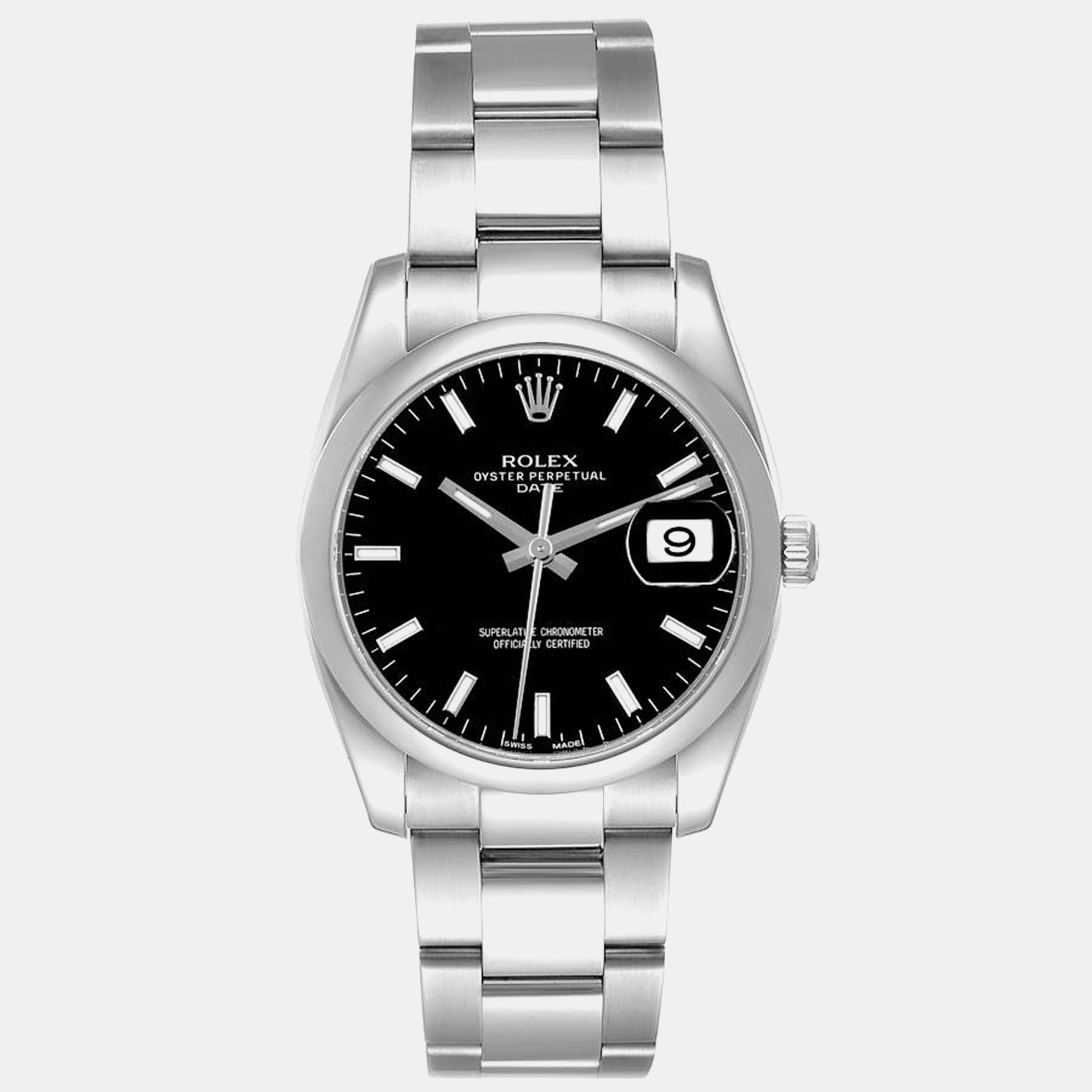 

Rolex Date Black Dial Oyster Bracelet Steel Mens Watch 115200