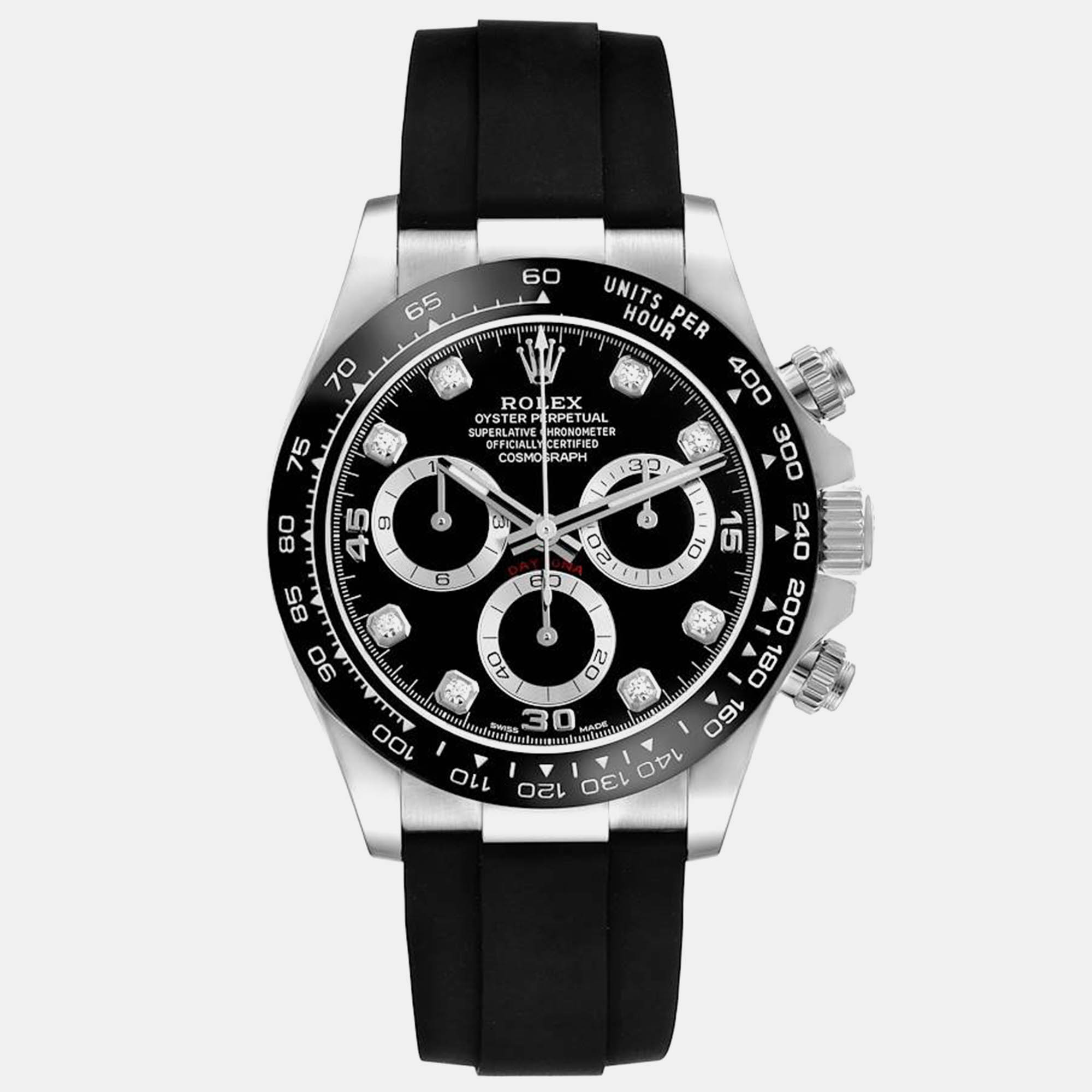 

Rolex Cosmograph Daytona White Gold Black Diamond Dial Watch 116519