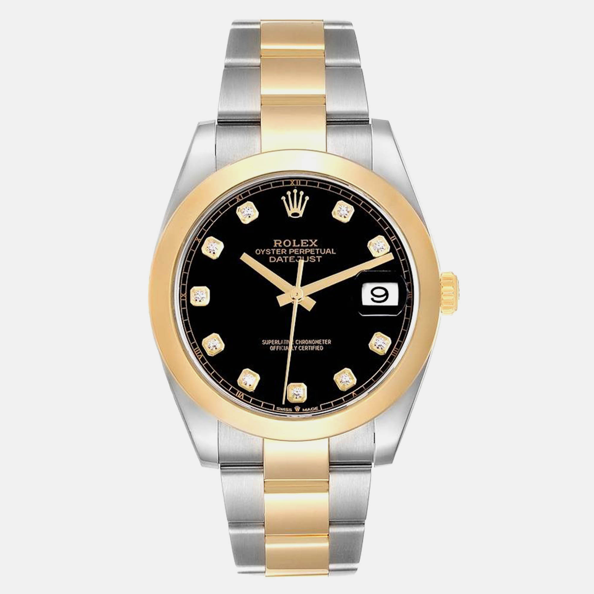 

Rolex Datejust 41 Steel Yellow Gold Diamond Dial Mens Watch 126303, Black
