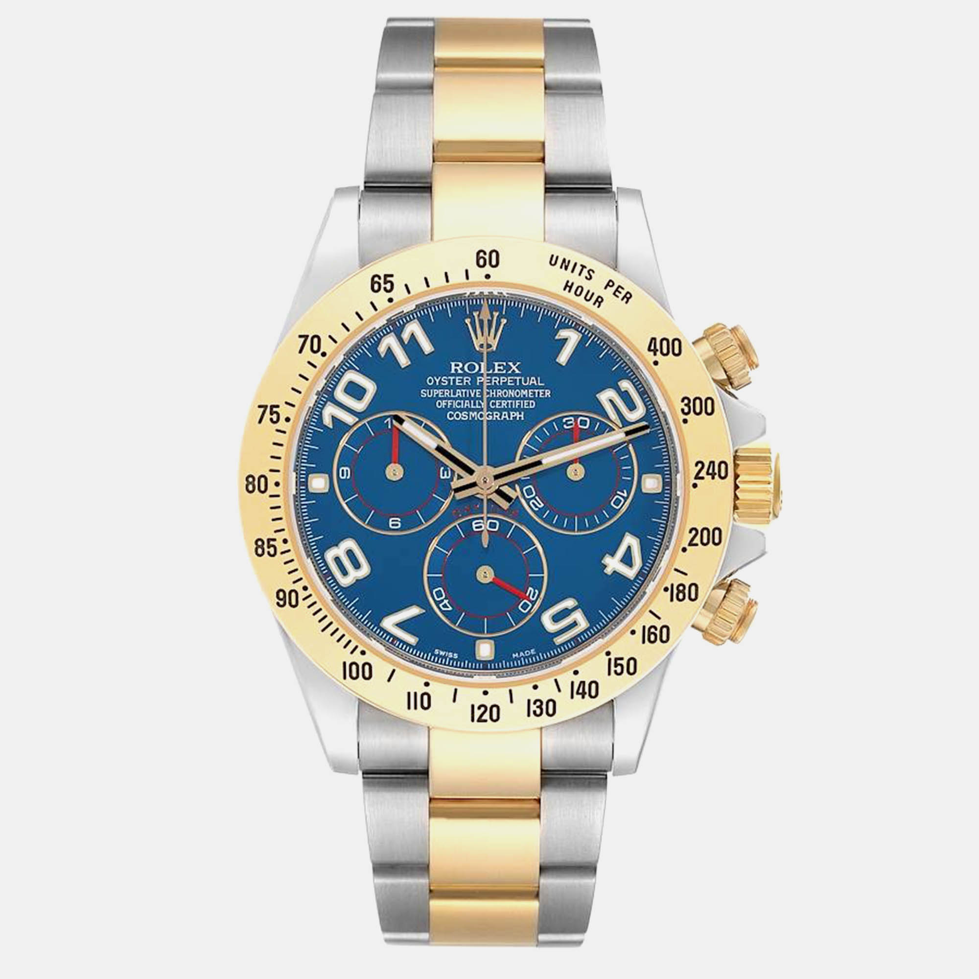 

Rolex Daytona Steel Yellow Gold Blue Racing Dial Mens Watch 116523