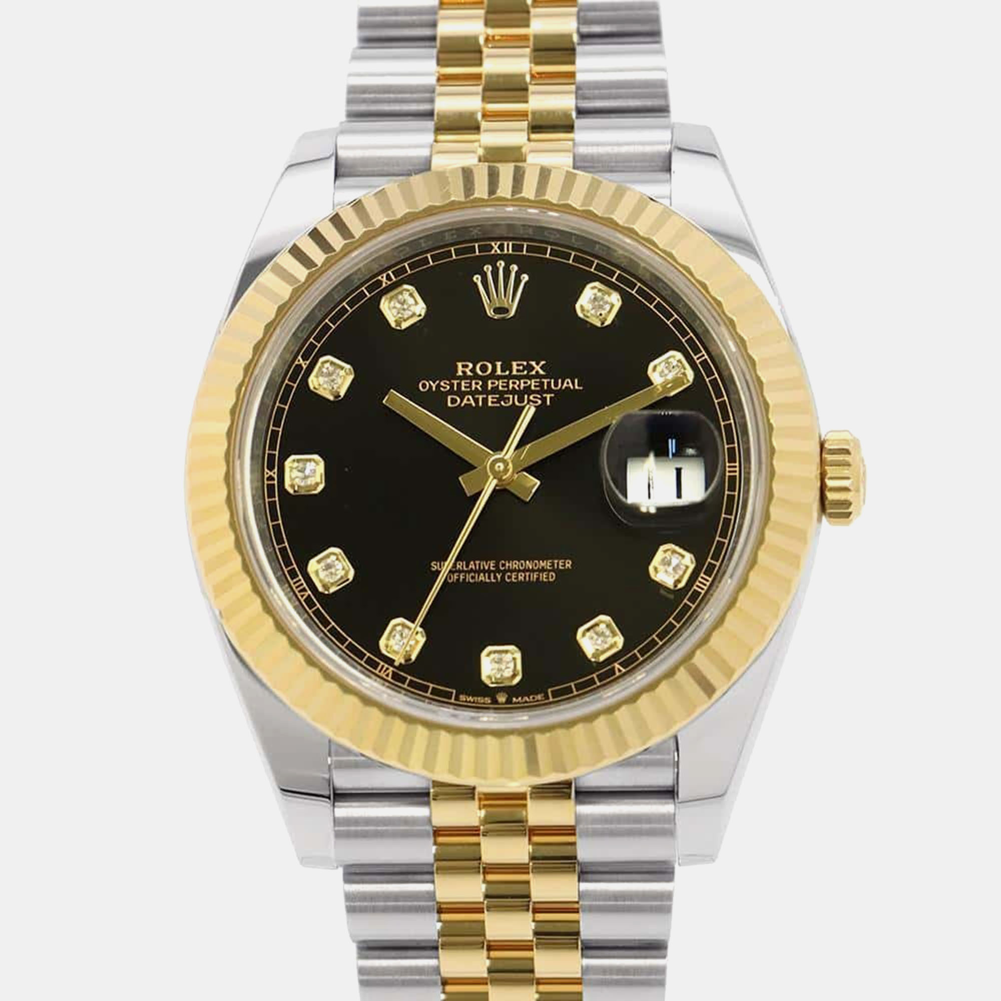 

Rolex Black Diamond 18k Yellow Gold Stainless Steel Datejust 126333 Automatic Men's Wristwatch 41 mm