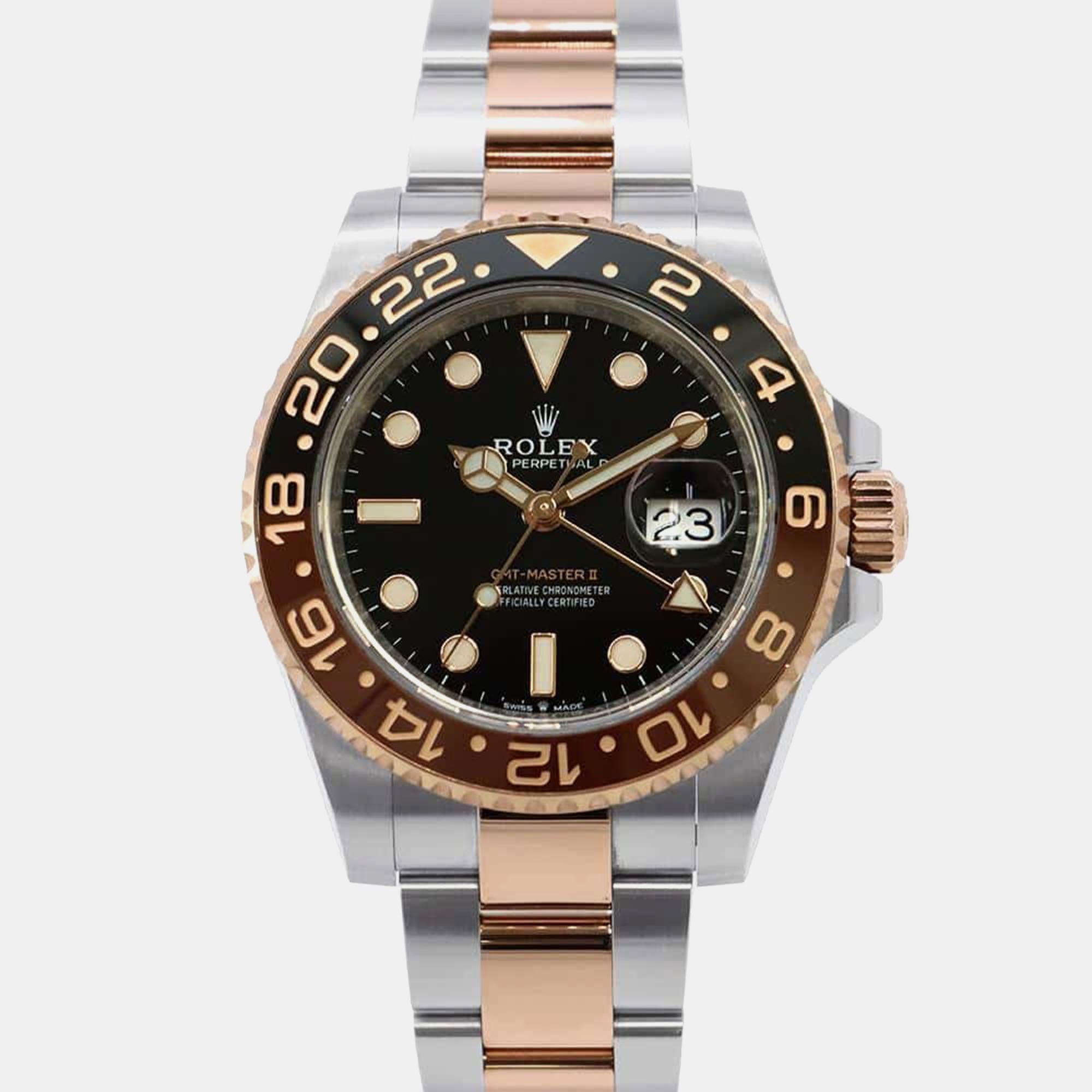 

Rolex Black 18K Rose Gold Stainless Steel GMT Master II 126711CHNR Automatic Men's Wristwatch 40 mm