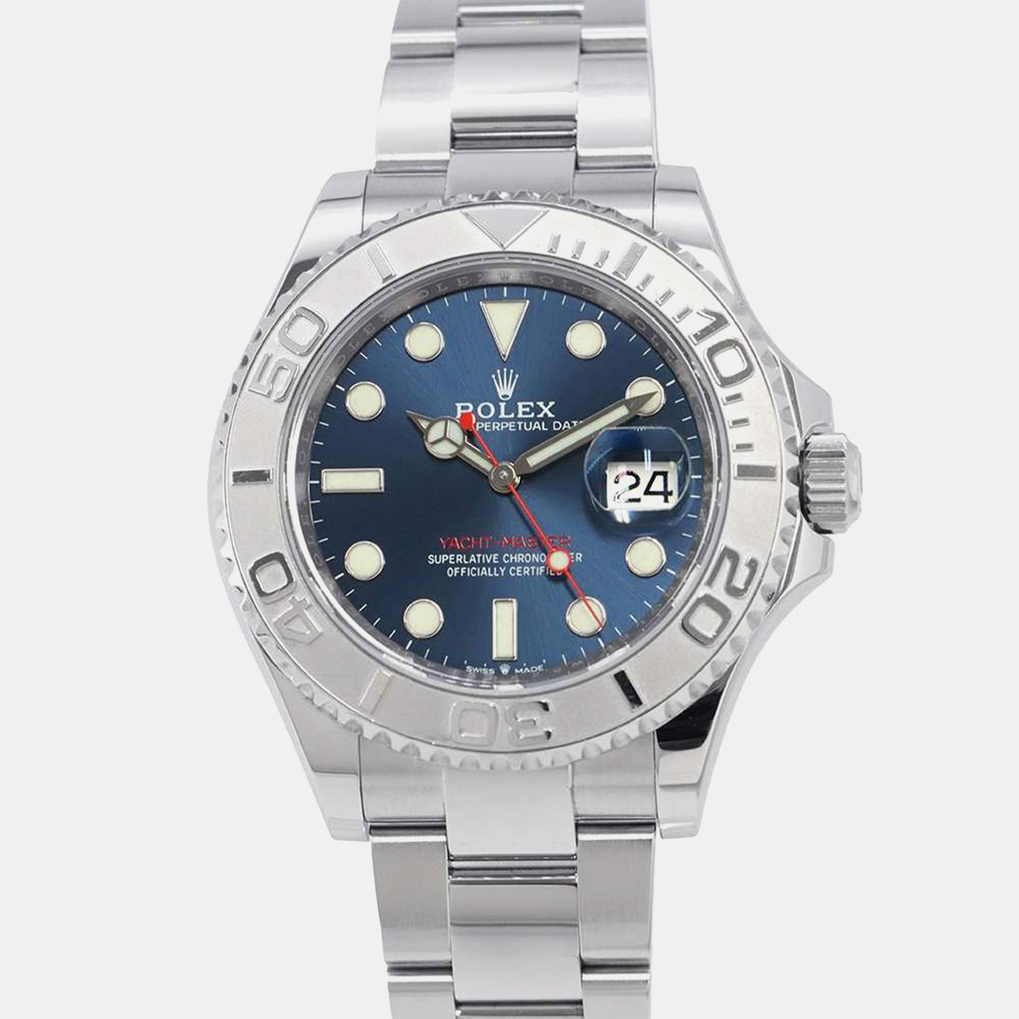 

Rolex Blue Platinum Stainless Steel Yachtmaster 126622 Automatic Men's Wristwatch 40 mm