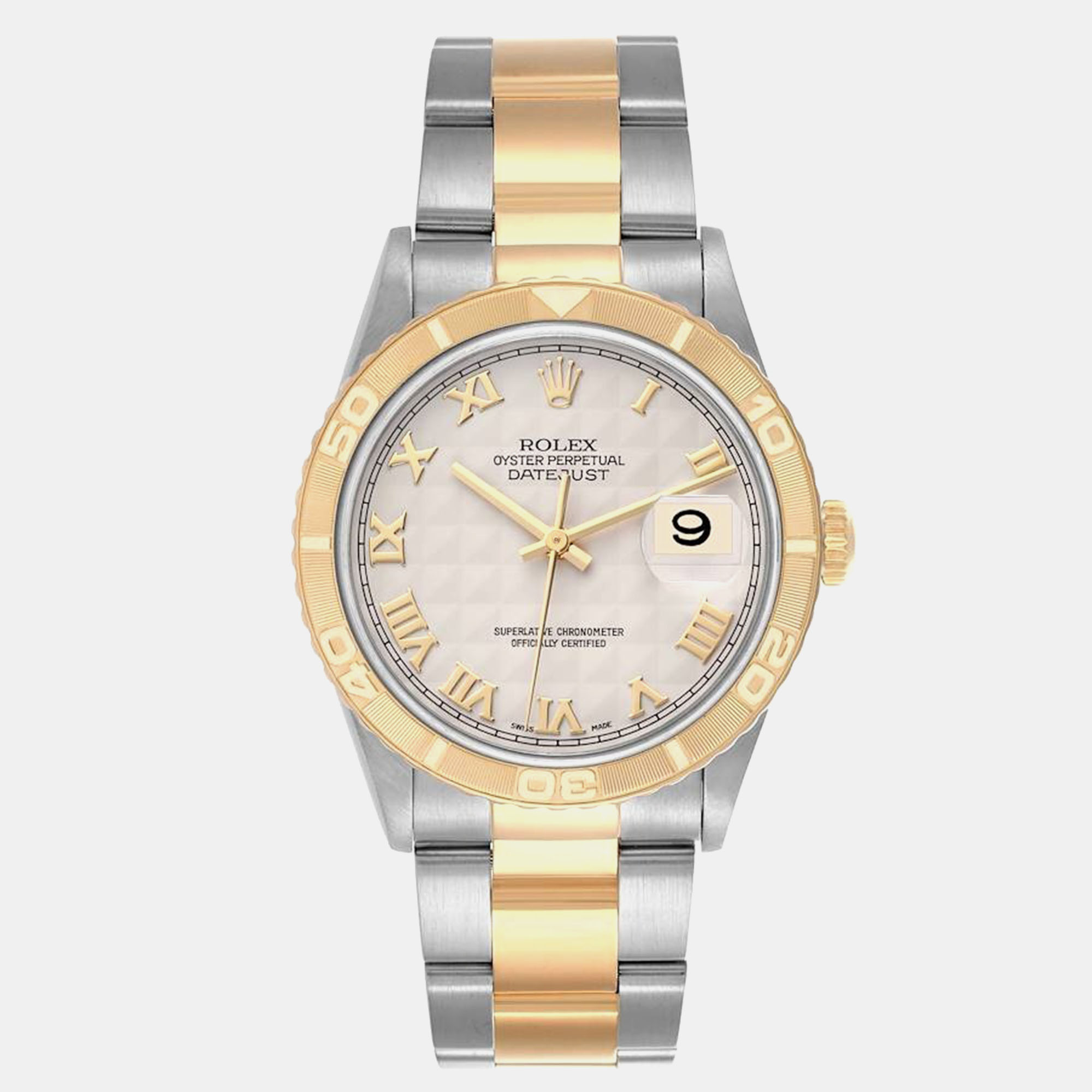 

Rolex Datejust Turnograph Steel Yellow Gold Pyramid Dial Watch 36.0 mm, White