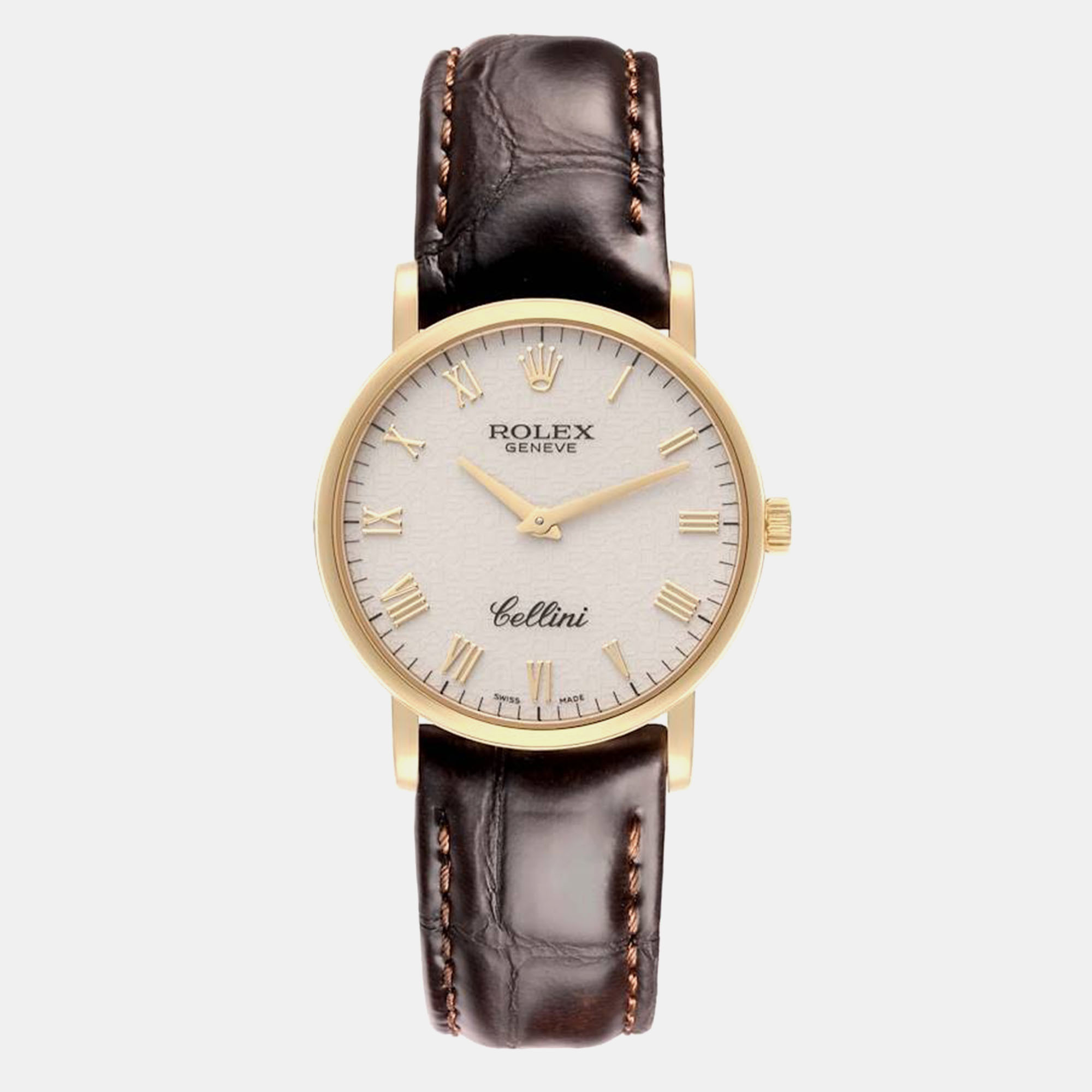 

Rolex Cellini Classic Yellow Gold Ivory Anniversary Dial Men's Watch 32.0 mm, White