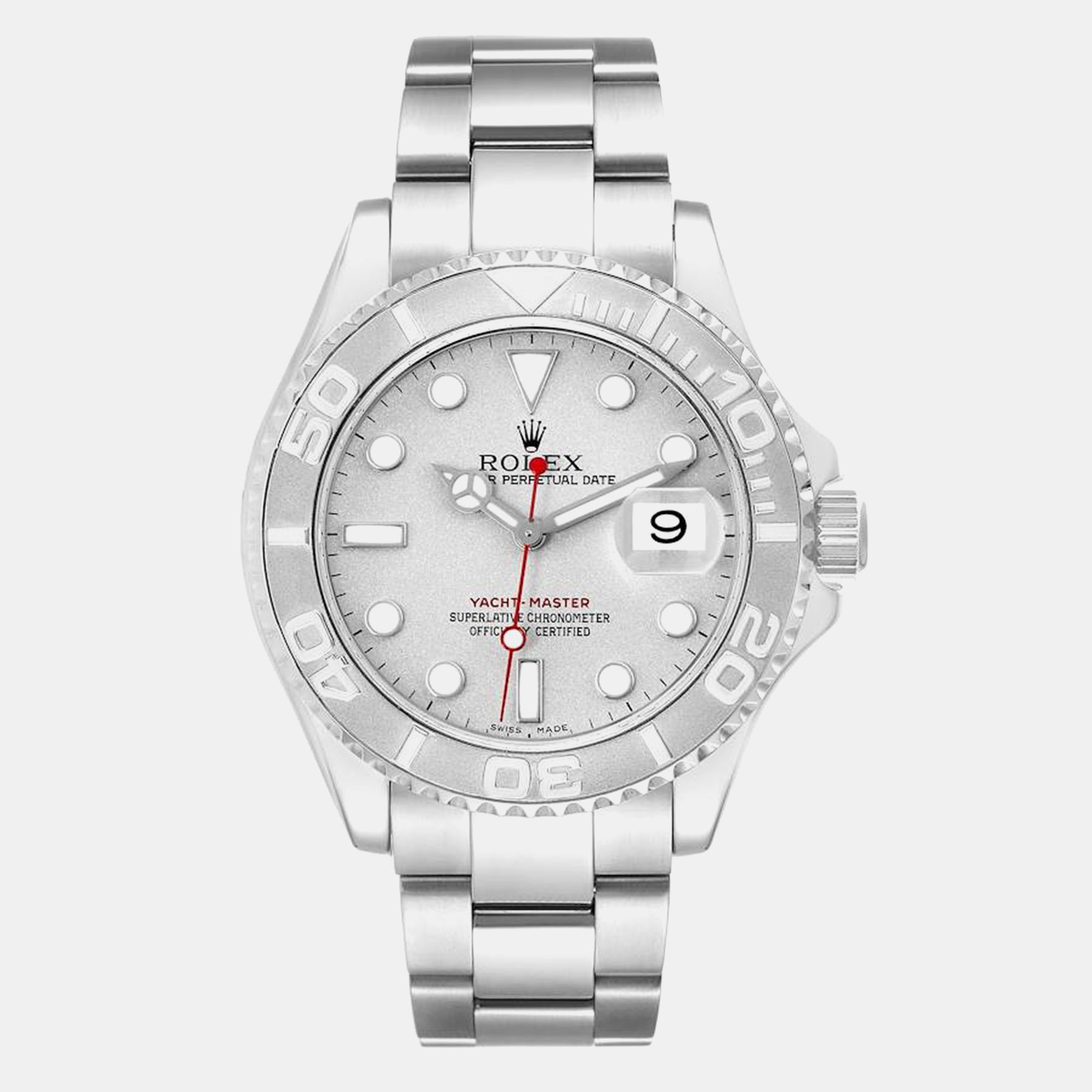 

Rolex Yachtmaster Platinum Dial Bezel Steel Men's Watch 40.0 mm, Silver