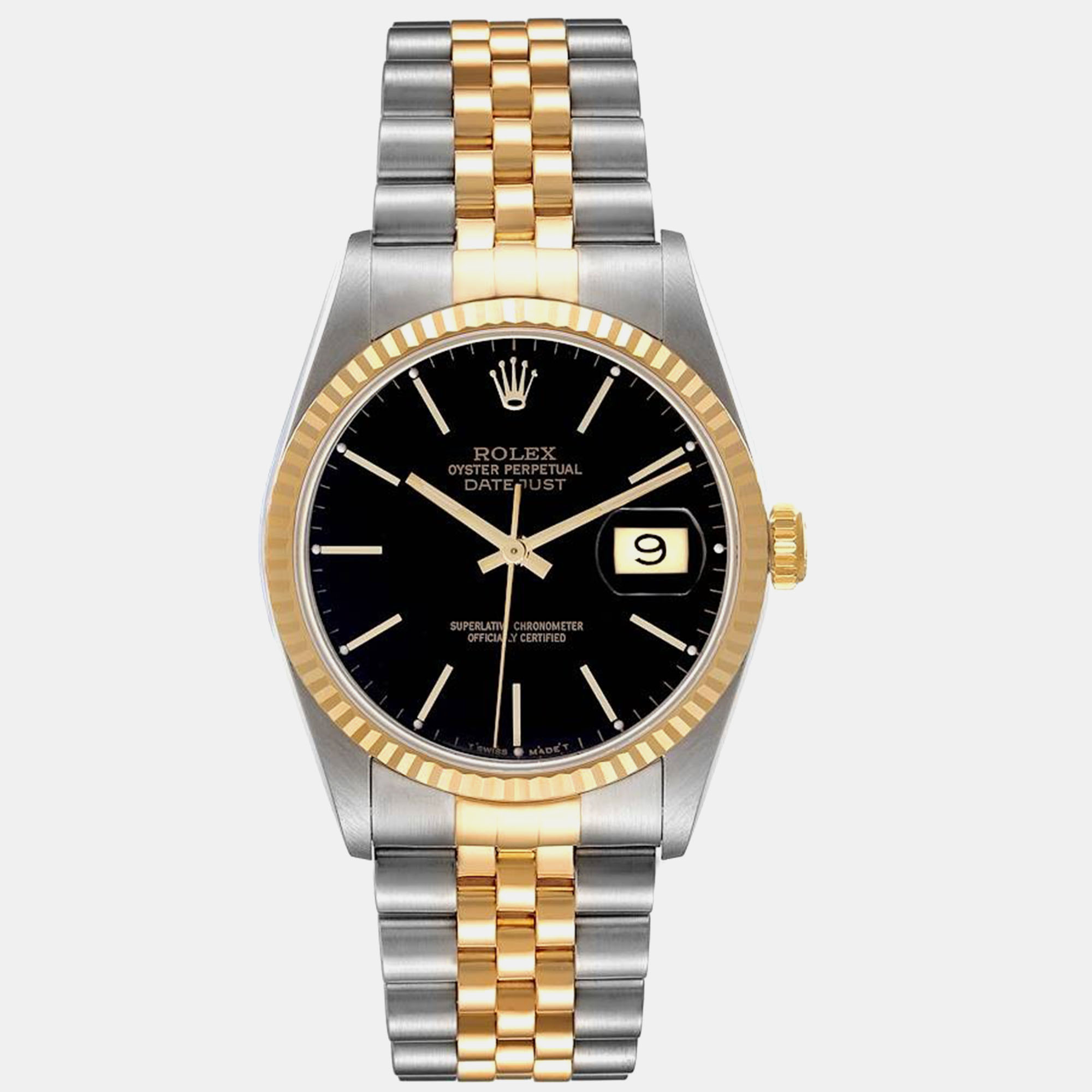 

Rolex Datejust Steel Yellow Gold Black Dial Men's Watch 36.0 mm