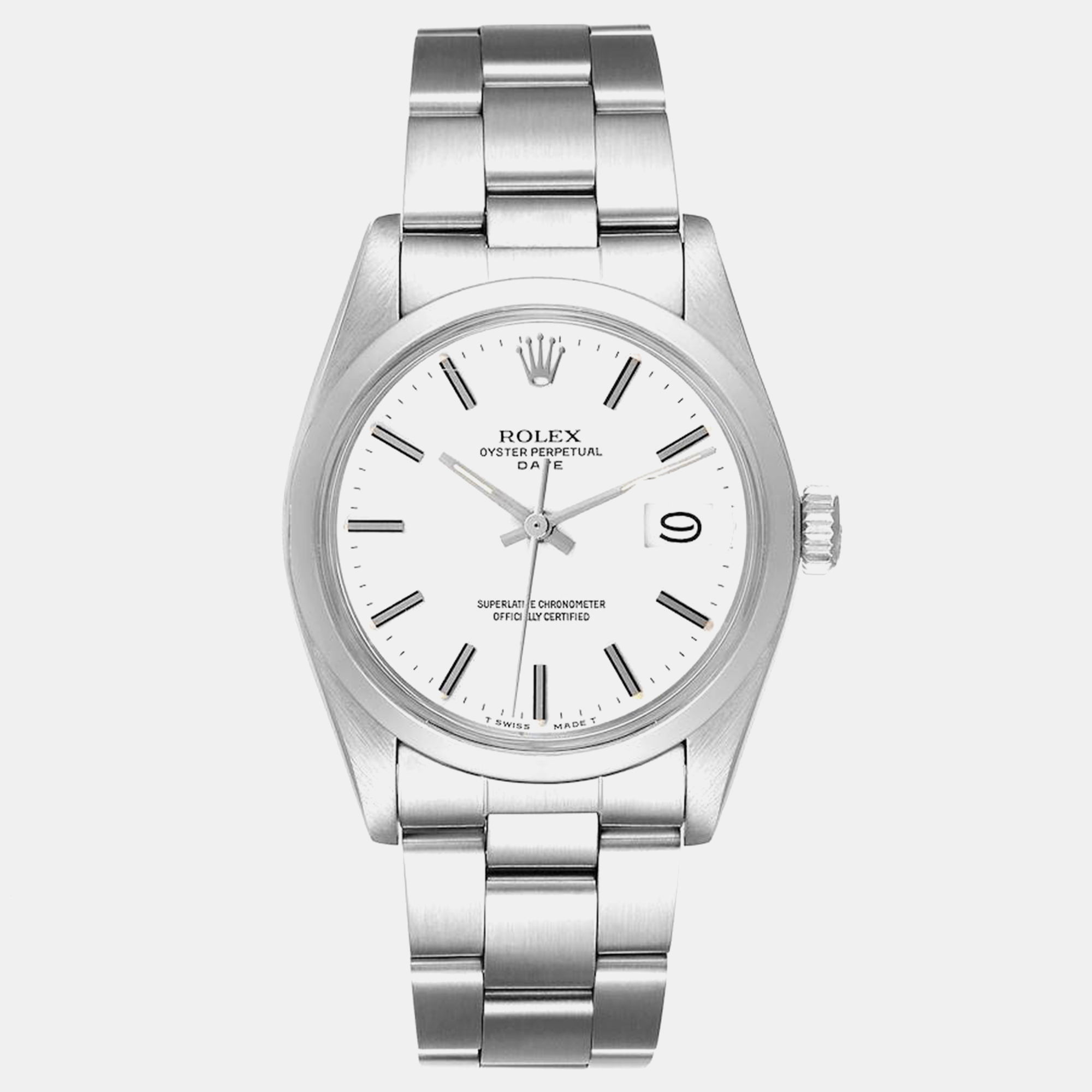 

Rolex Date White Dial Oyster Bracelet Steel Vintage Men's Watch 35.0 mm