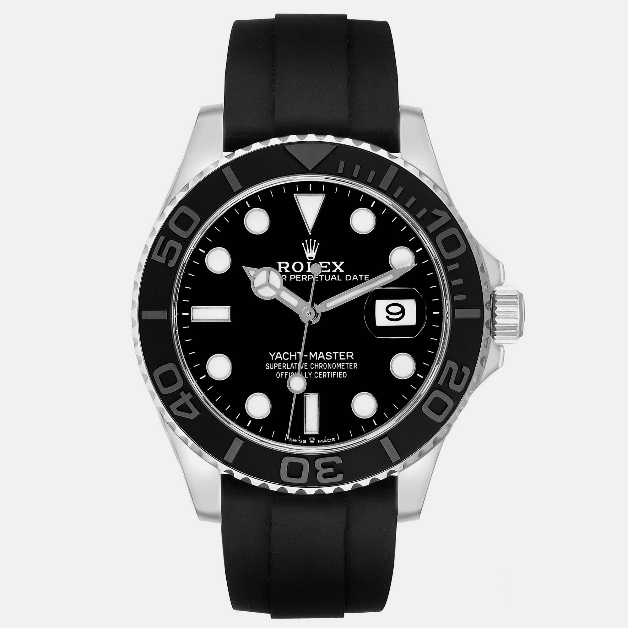 

Rolex Yachtmaster White Gold Oysterflex Bracelet Men's Watch 226659 42 mm, Black