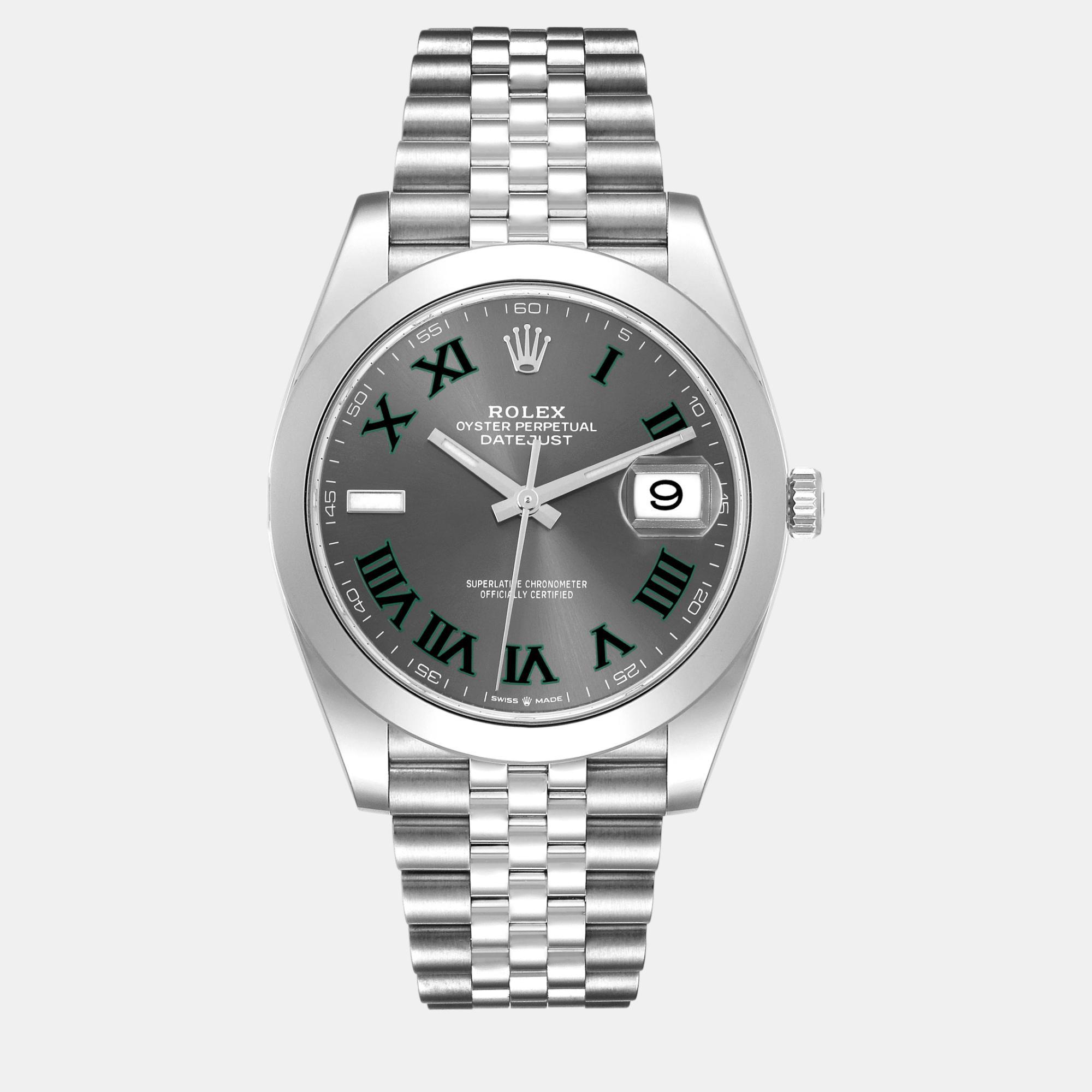 

Rolex Datejust Wimbledon Dial Steel Men's Watch 126300 41 mm, Grey