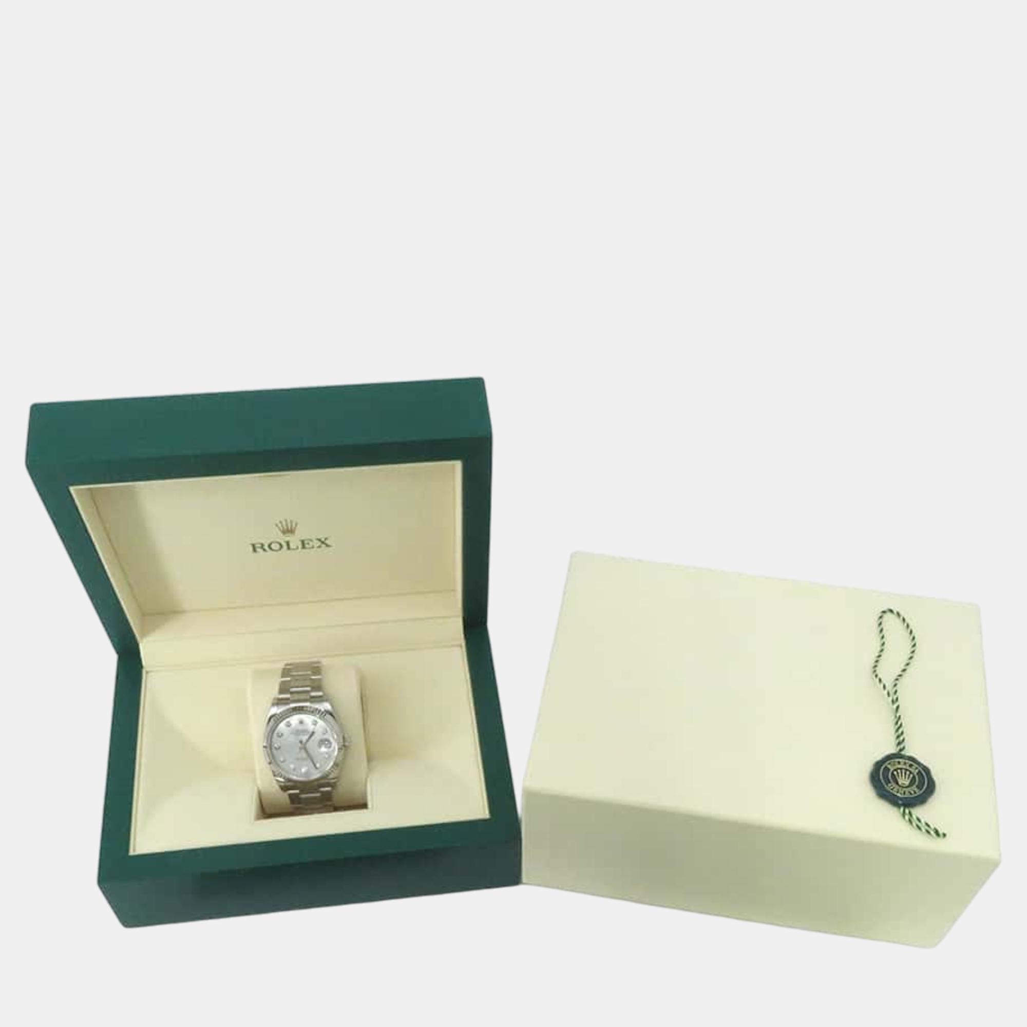 Rolex MOP Diamond 18K White Gold Stainless Steel Datejust 126234NG Automatic Men`s Wristwatch 36 mm 