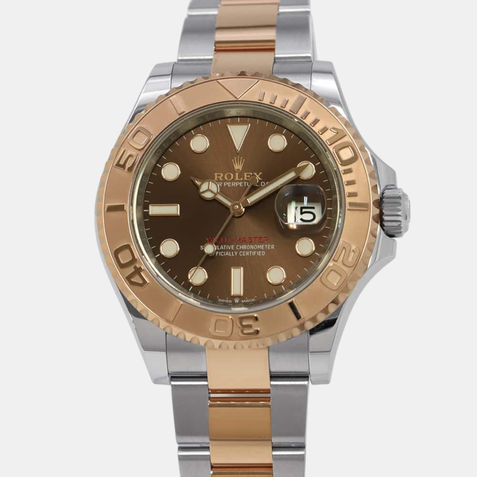 

Rolex Brown 18k Rose Gold Stainless Steel Yacht-Master 126621 Automatic Men's Wristwatch 40 mm