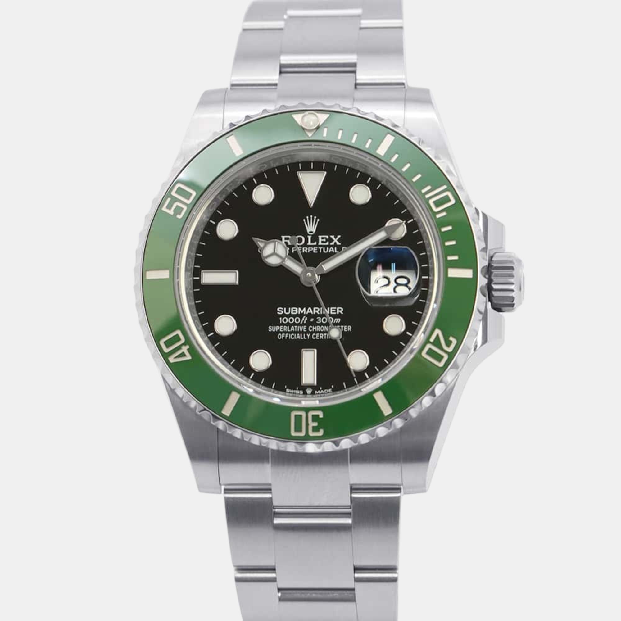 

Rolex Black Stainless Steel Submariner 126610LV Automatic Men's Wristwatch 41 mm