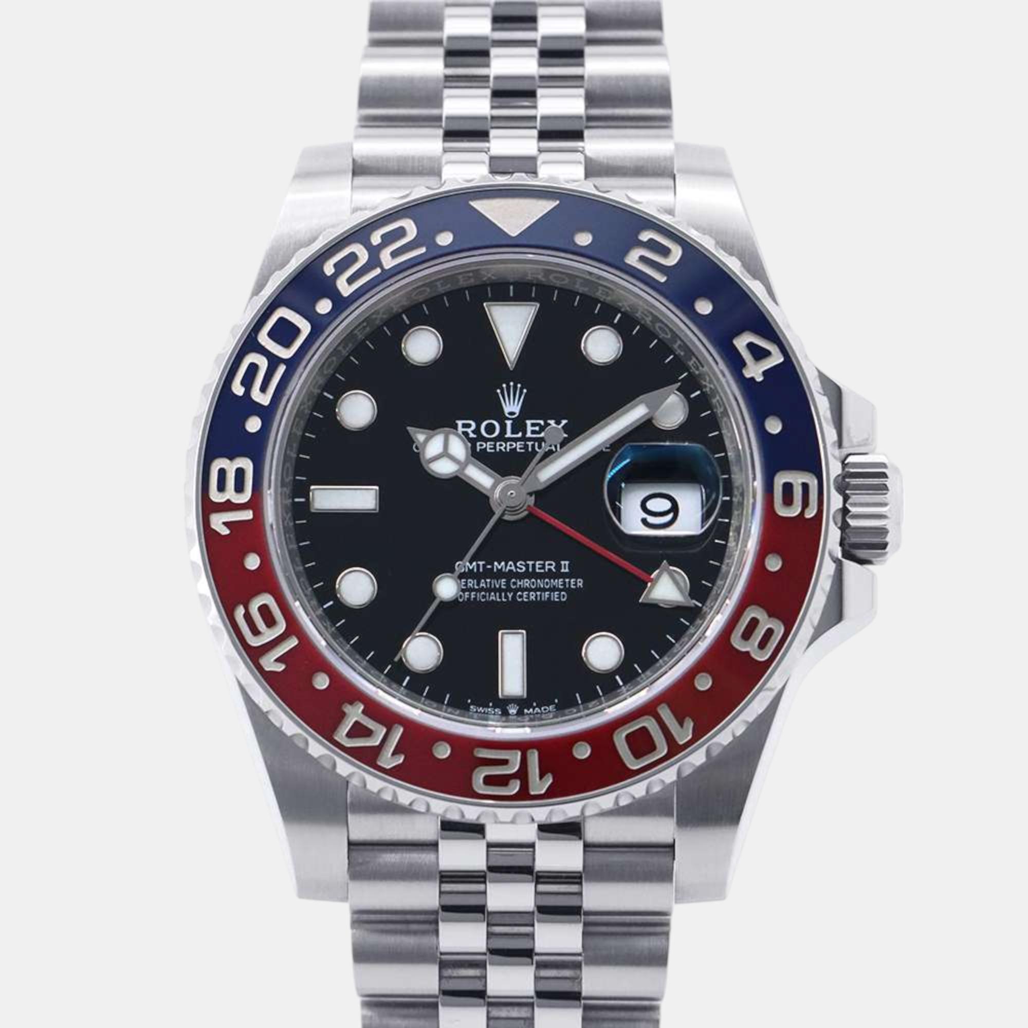 

Rolex Black Stainless Steel GMT-Master II 126710BLRO Automatic Men's Wristwatch 40 mm