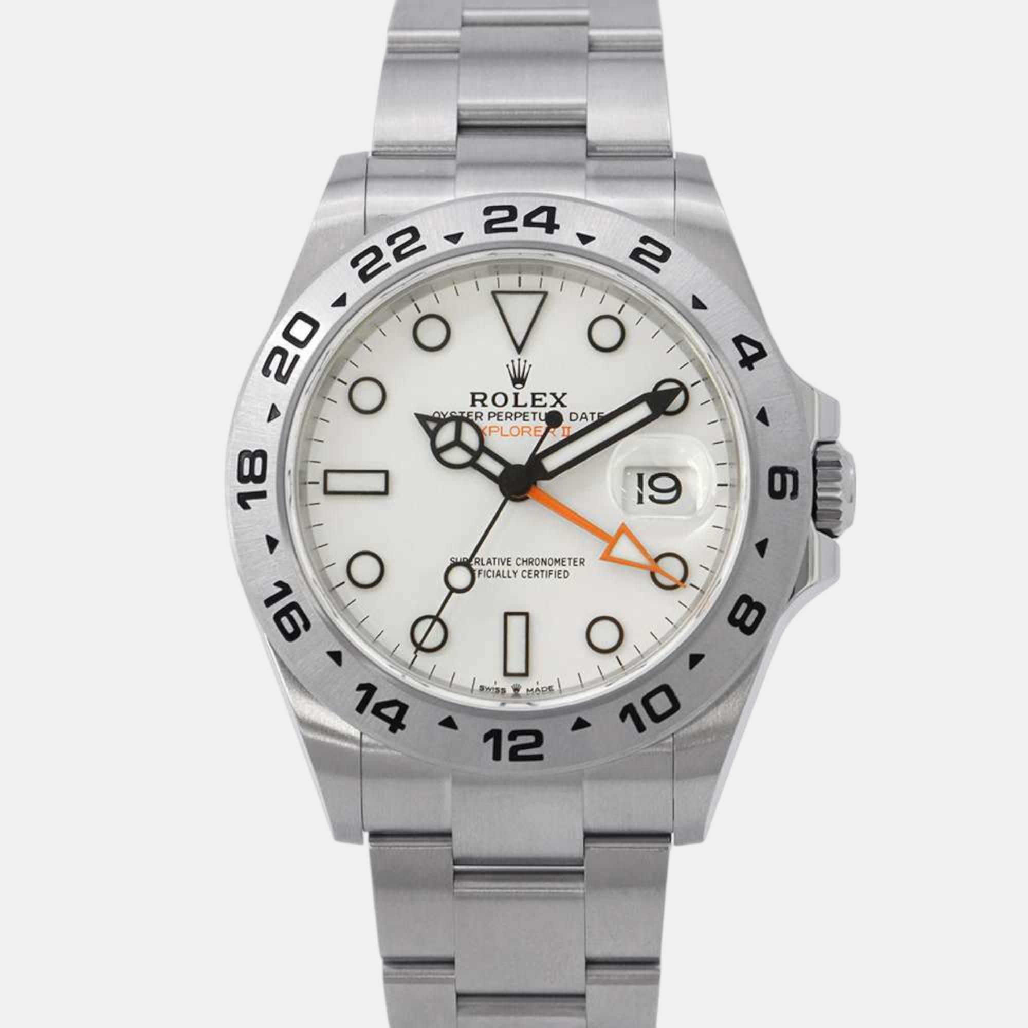 

Rolex White Stainless Steel Explorer II 226570 Automatic Men's Wristwatch 42 mm