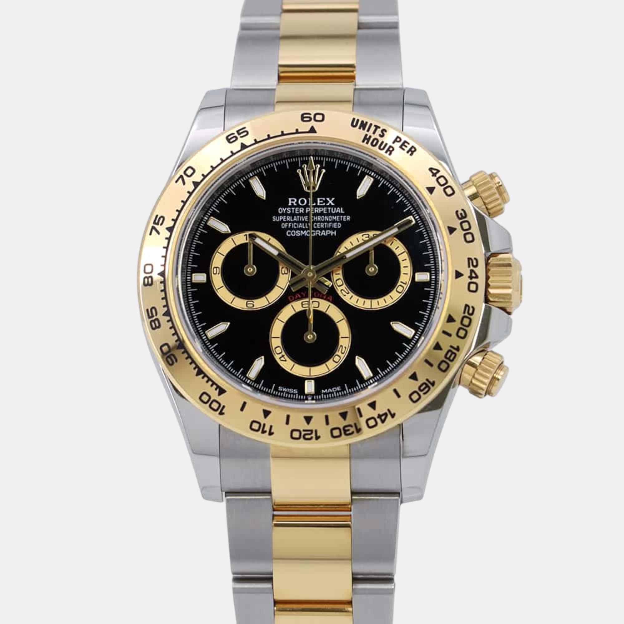 

Rolex Black 18k Yellow Gold Stainless Steel Cosmograph Daytona 126503 Automatic Men's Wristwatch 40 mm