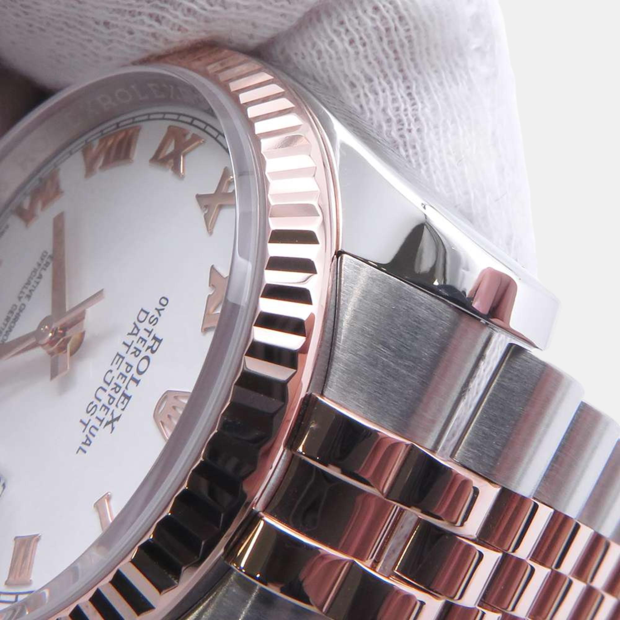 Rolex White 18k Rose Gold Stainless Steel Datejust 116231 Automatic Men`s Wristwatch 36 mm 