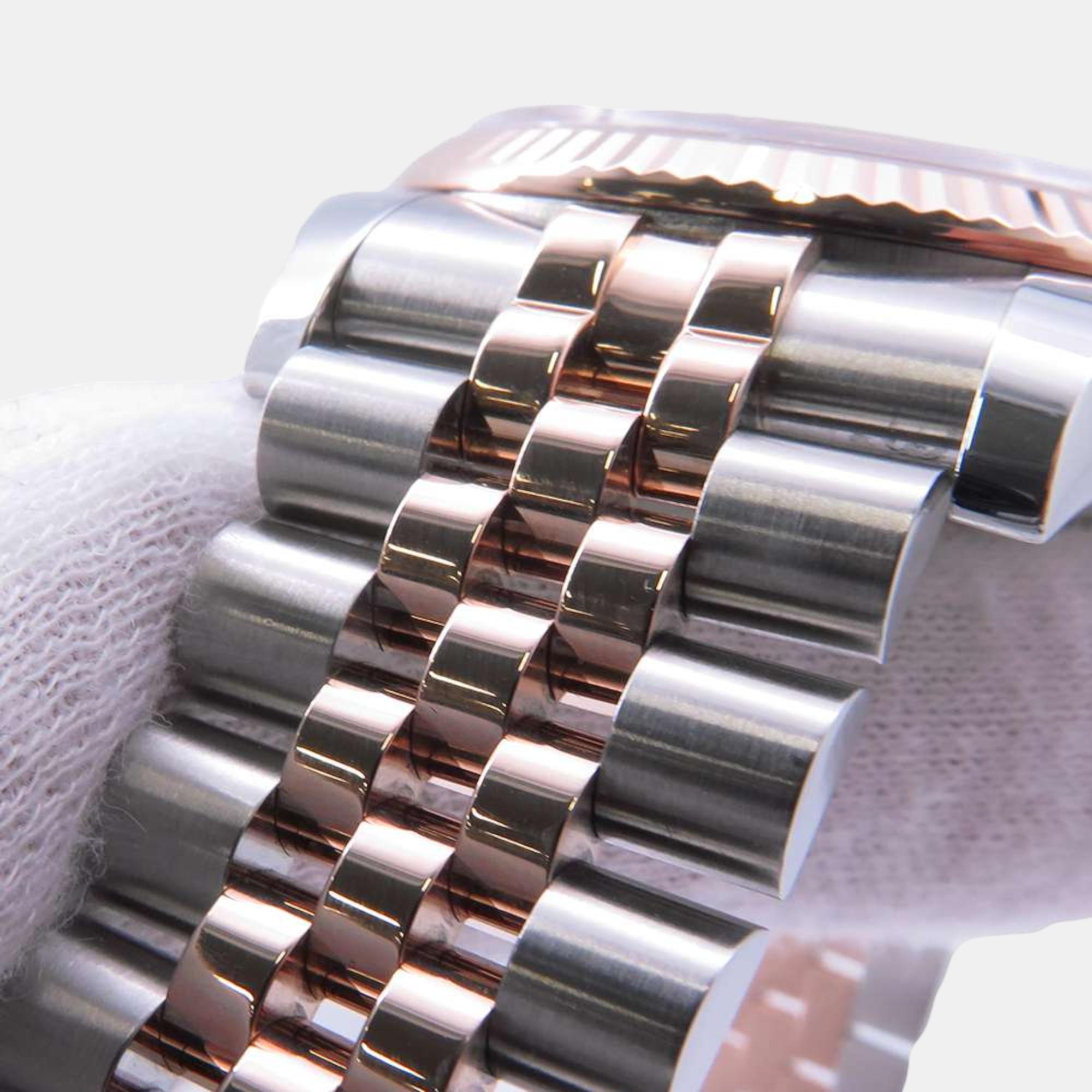 Rolex White 18k Rose Gold Stainless Steel Datejust 116231 Automatic Men`s Wristwatch 36 mm 