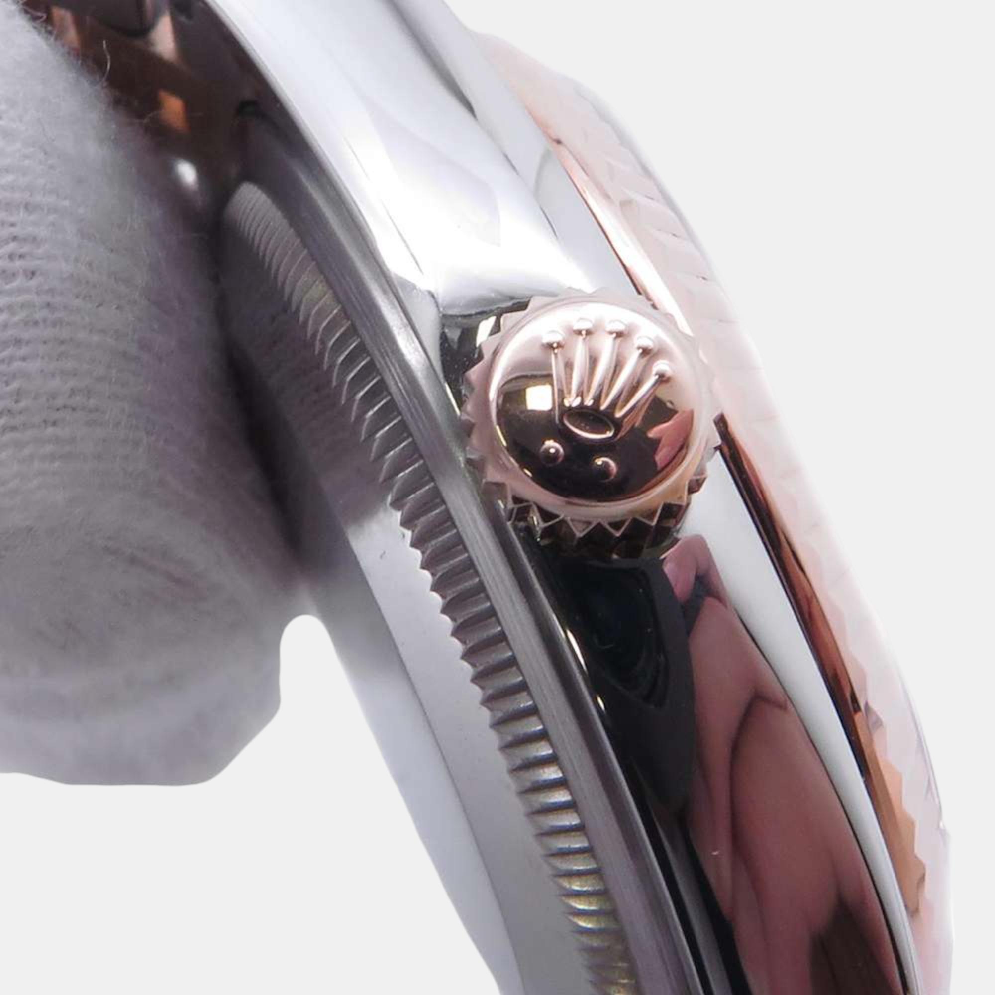 Rolex White 18k Rose Gold Stainless Steel Datejust 116231 Automatic Men`s Wristwatch 36 mm 