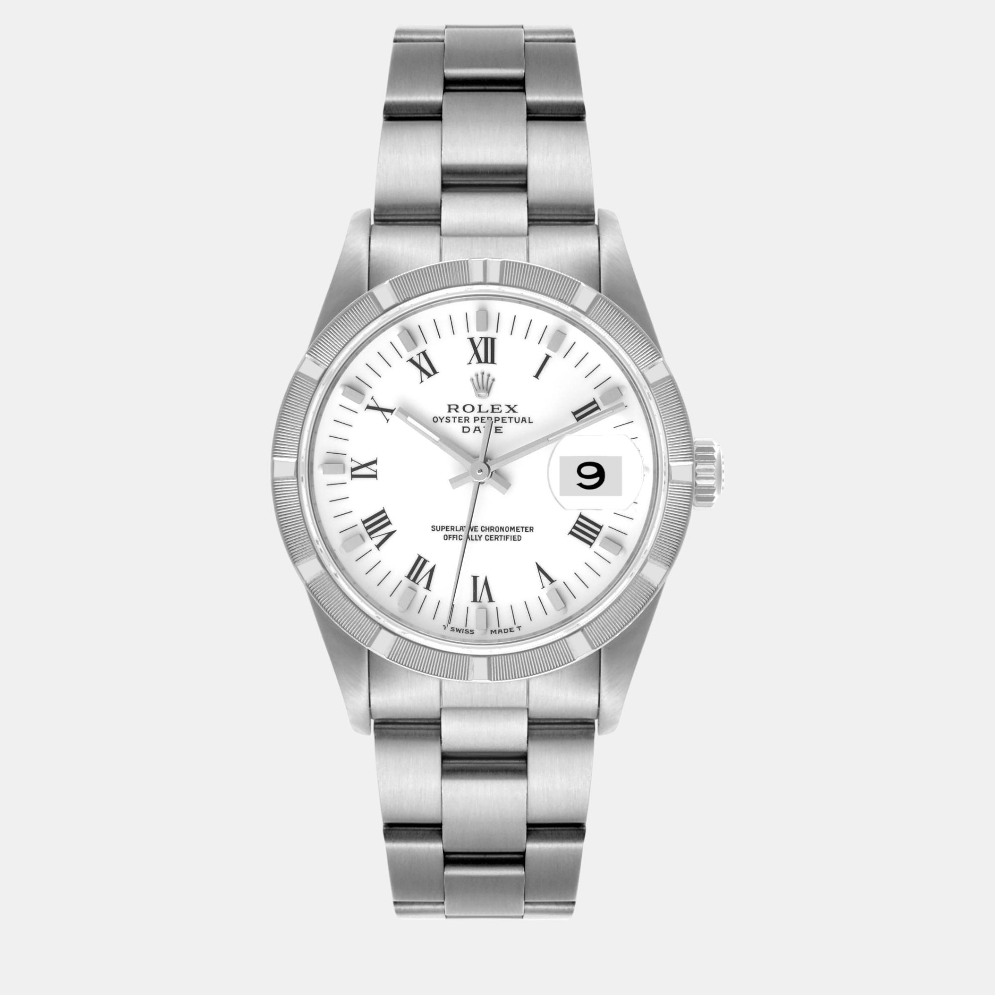 

Rolex Date White Dial Oyster Bracelet Steel Men's Watch 15210