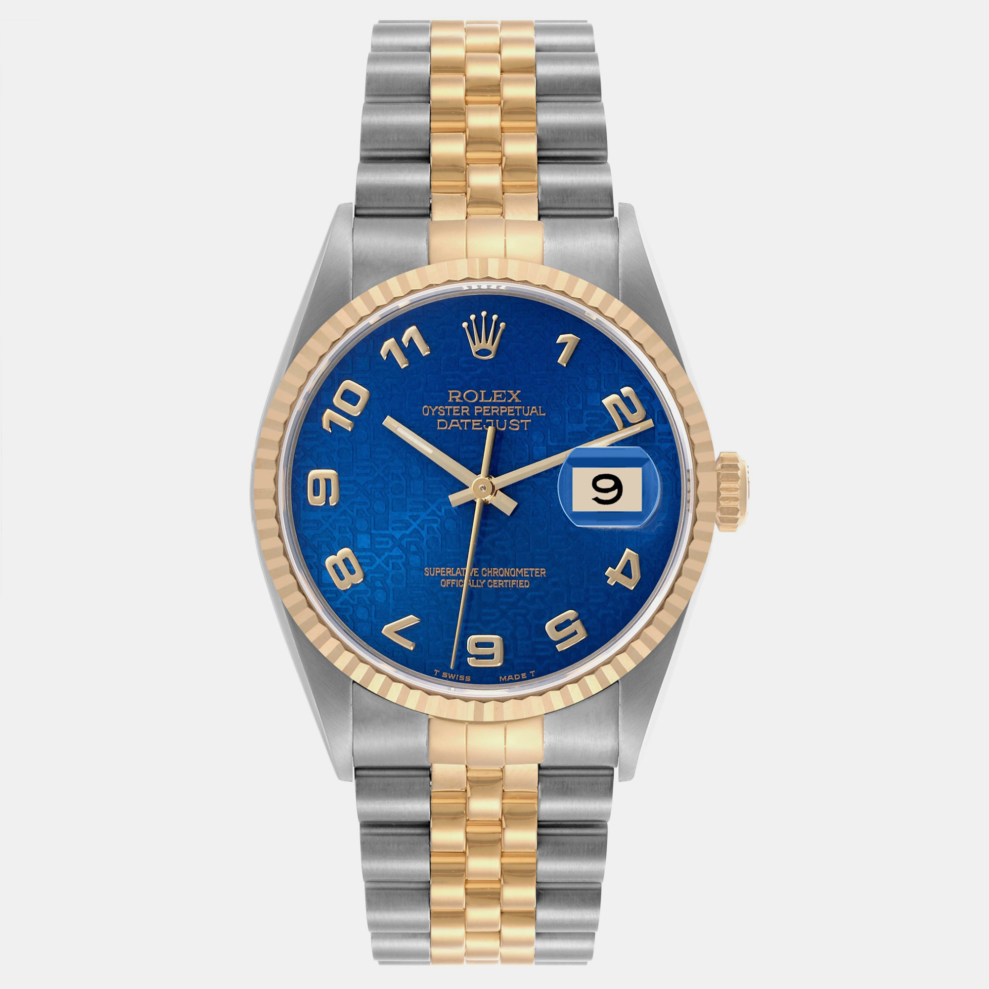 

Rolex Datejust Steel Yellow Gold Blue Anniversary Dial Watch 36.0 mm