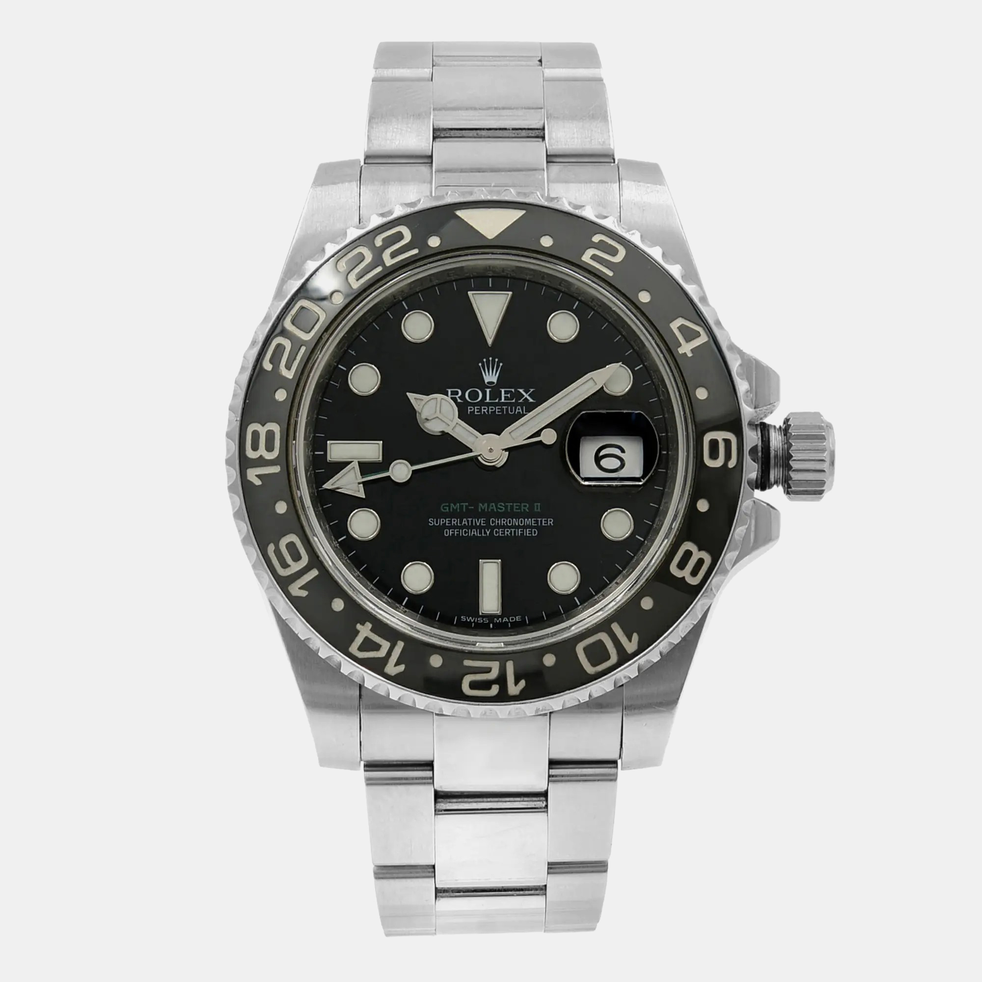 

Rolex Black Stainless Steel GMT-Master II 116710LN Automatic Men's Wristwatch 40 mm