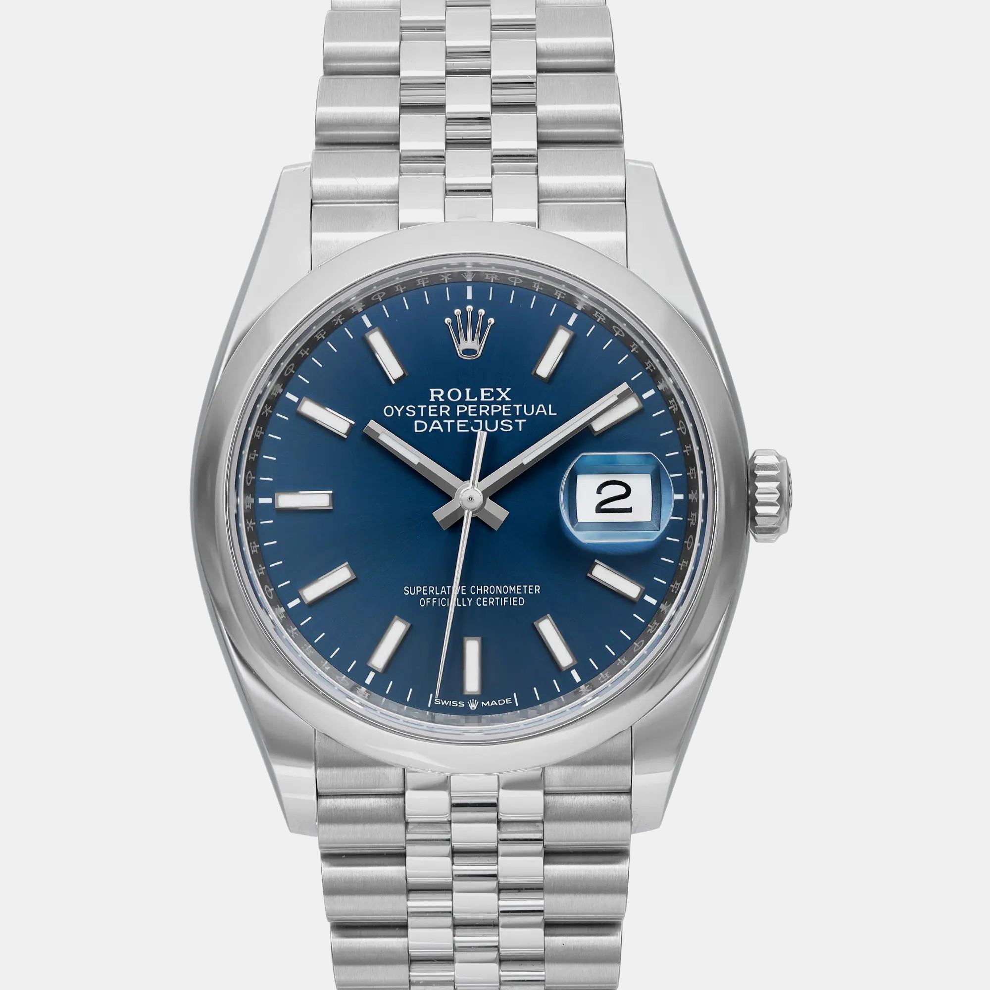 Rolex Blue Stainless Steel Datejust 126200 Automatic Men`s Wristwatch 36 mm 