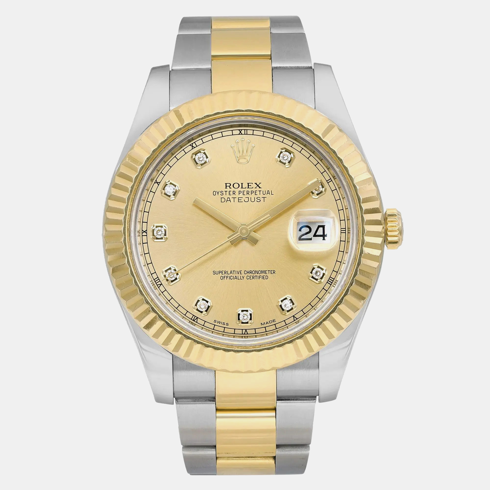 

Rolex Gold 18K Rose Gold Stainless Steel Datejust 116333 Automatic Men's Wristwatch