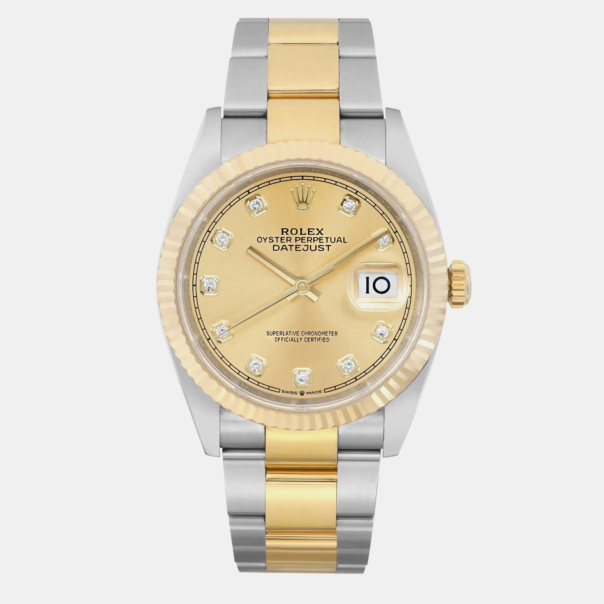 

Rolex Gold 18K Yellow Gold Stainless Steel Datejust 126233 Automatic Women's Wristwatch 36 mm