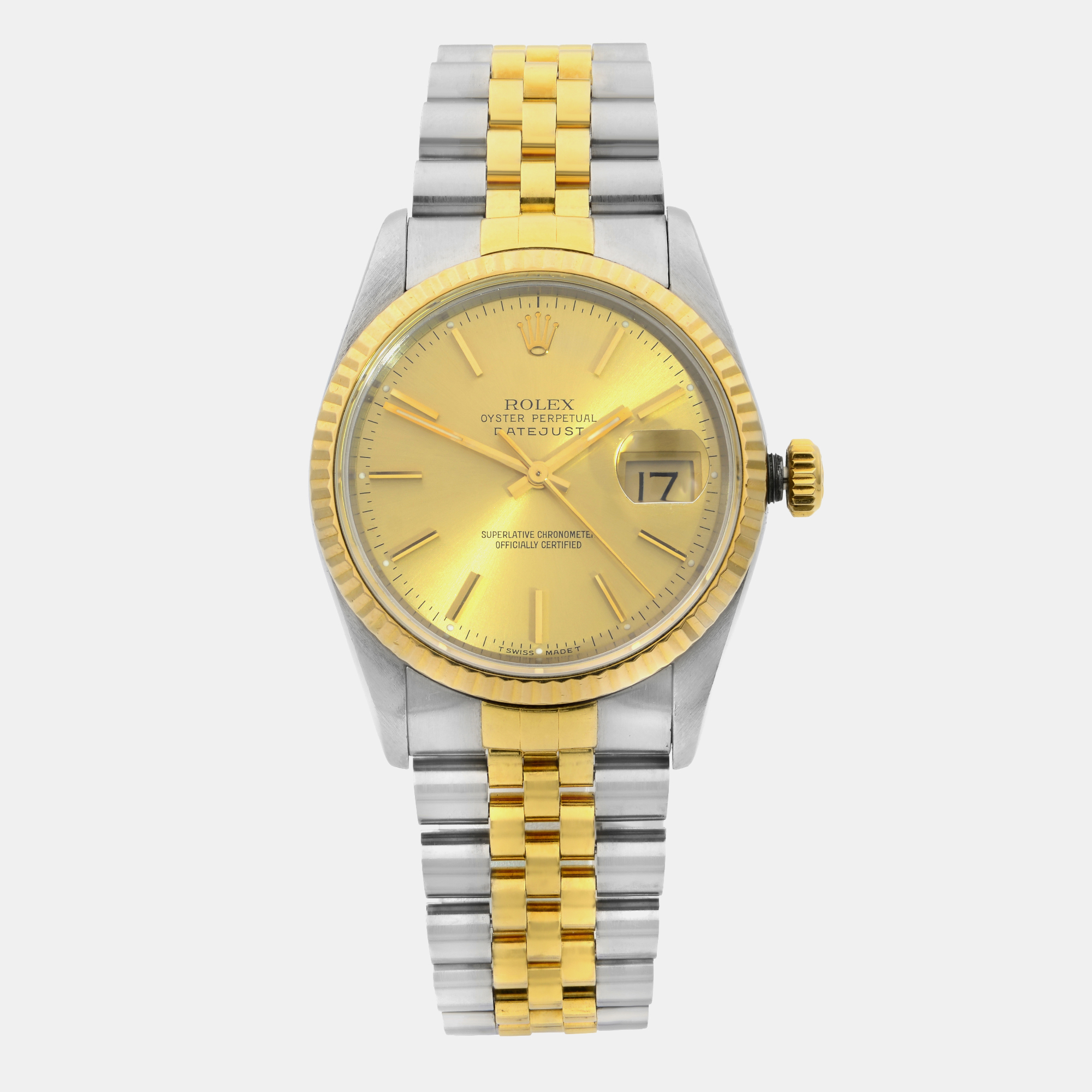 

Rolex Gold 18K Gold Stainless Steel Datejust 16233 Automatic Women's Wristwatch