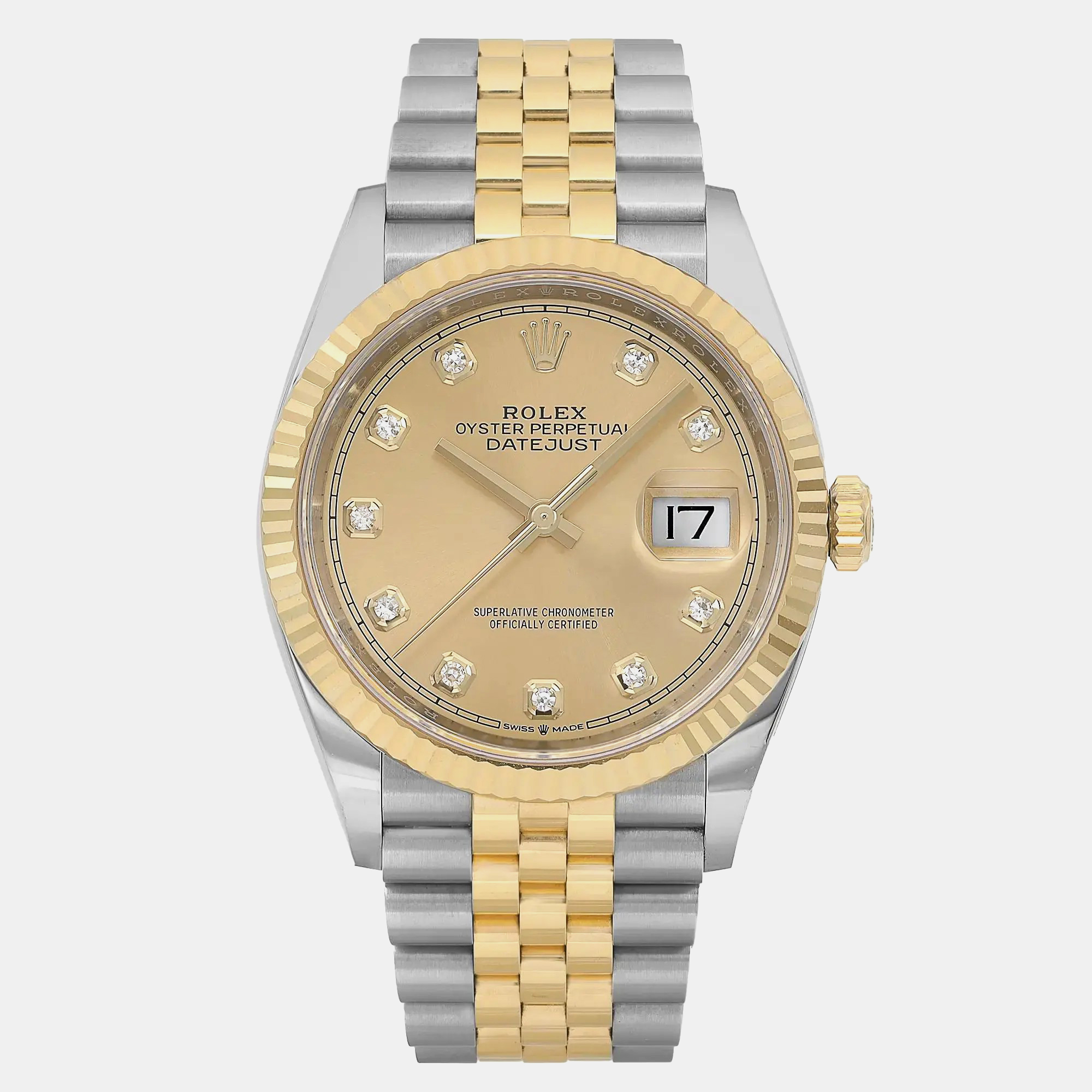 

Rolex Gold 18K Gold Stainless Steel Datejust 126233 Automatic Women's Wristwatch