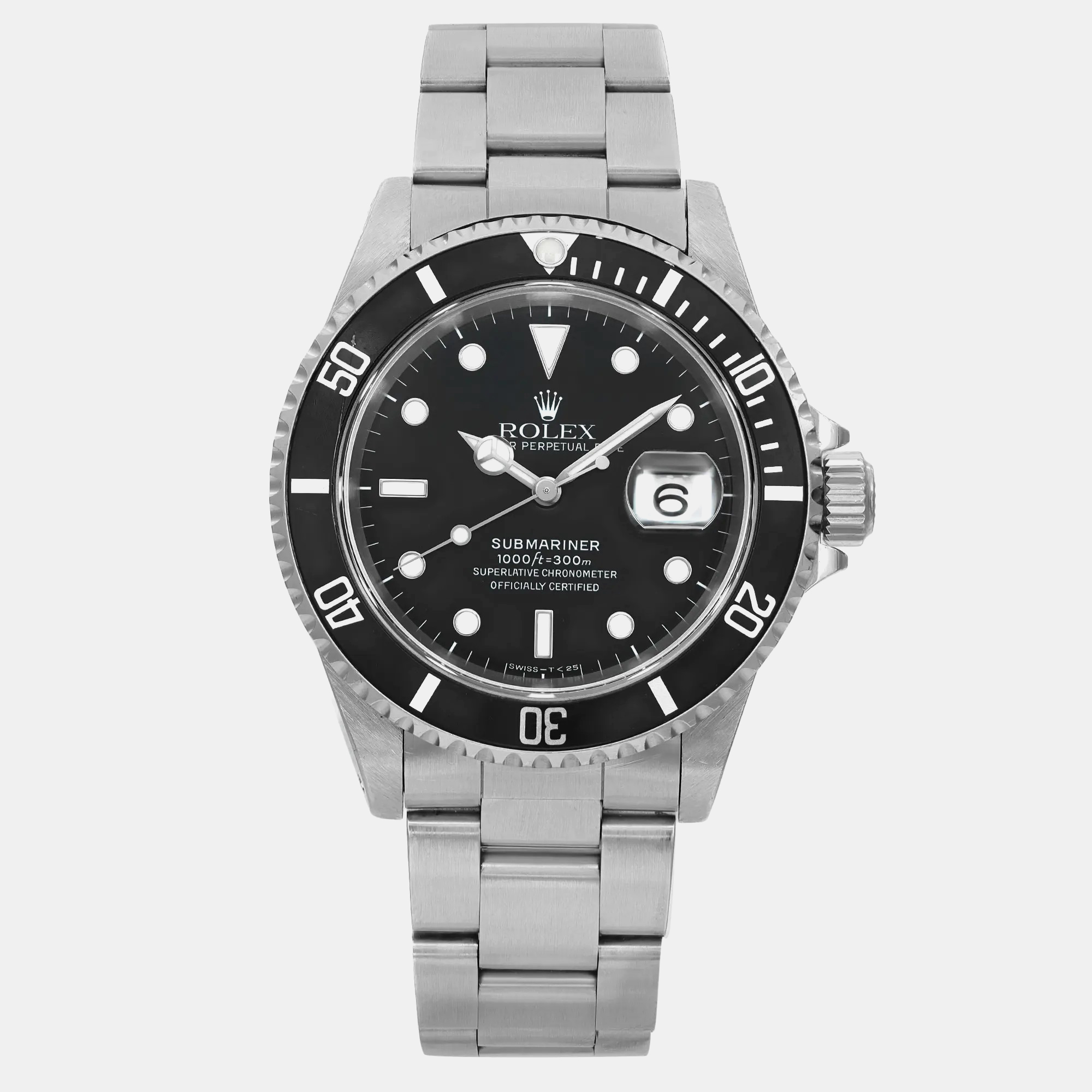 

Rolex Black Stainless Steel Submariner 16610 Automatic Men's Wristwatch