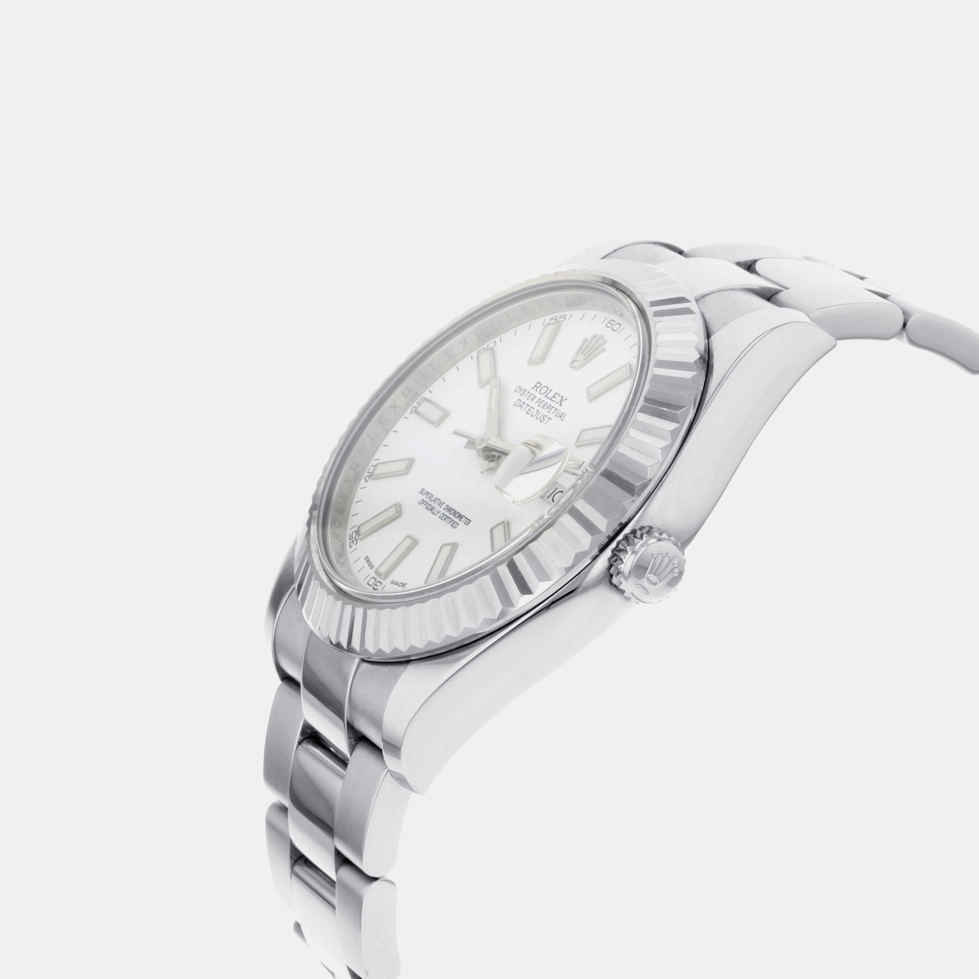 Rolex White Stainless Steel Datejust II 116334 Automatic Men`s Wristwatch 41mm 