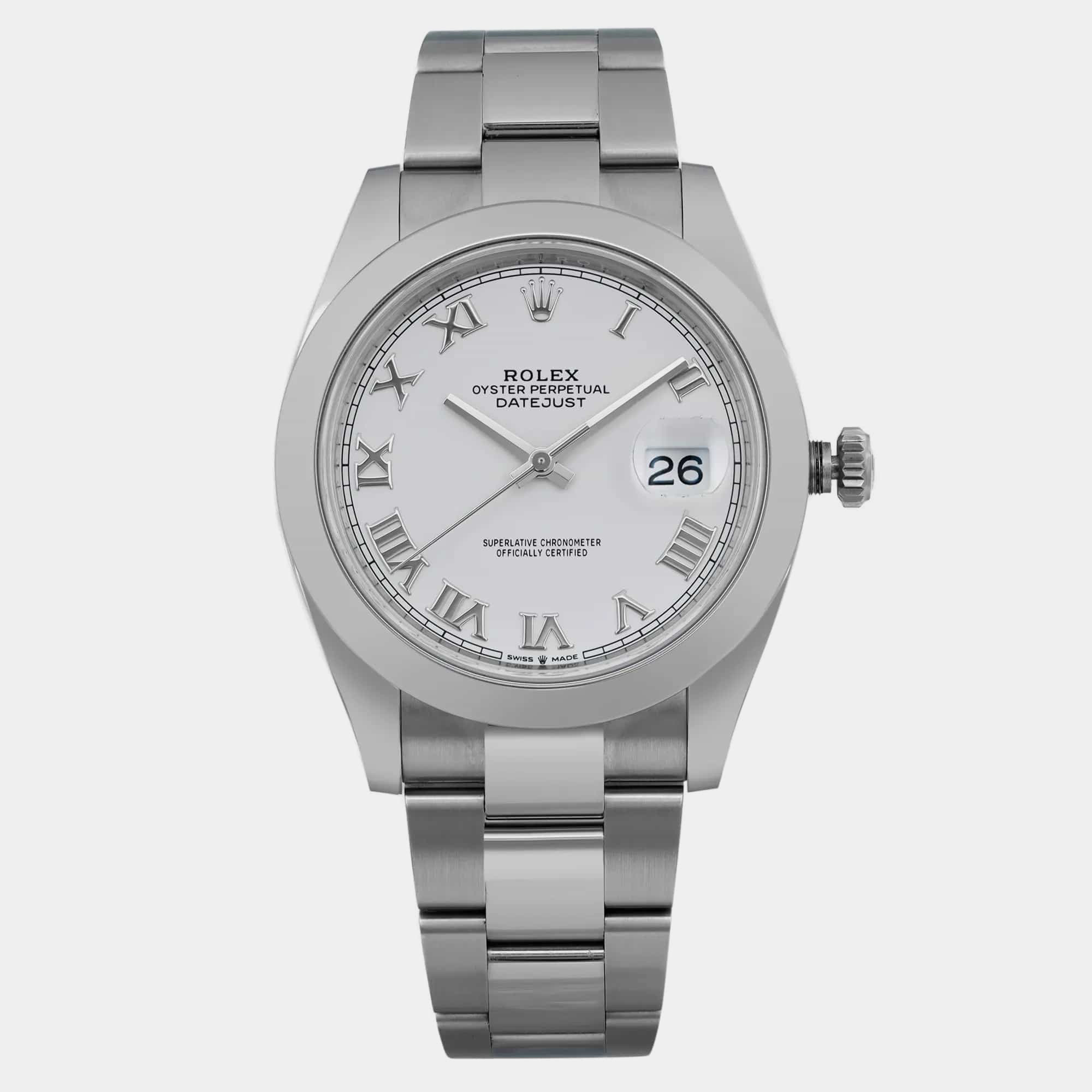 

Rolex White Stainless Steel Datejust 126300 Automatic Men's Wristwatch 41 mm