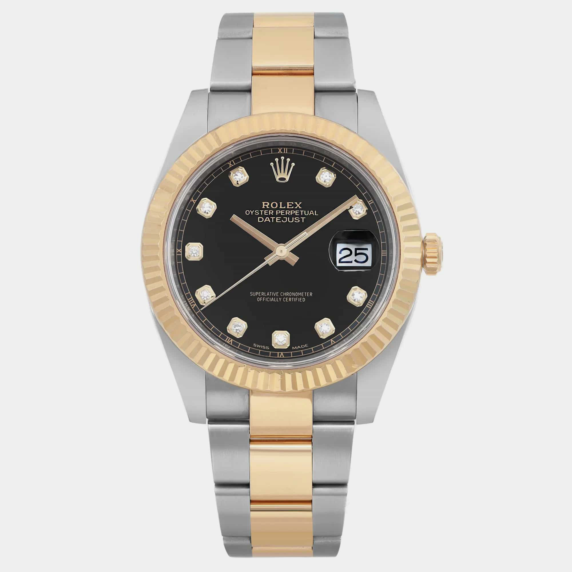 

Rolex Black Diamond 18k Yellow Gold Stainless Steel Datejust 126333 Automatic Men's Wristwatch 41 mm