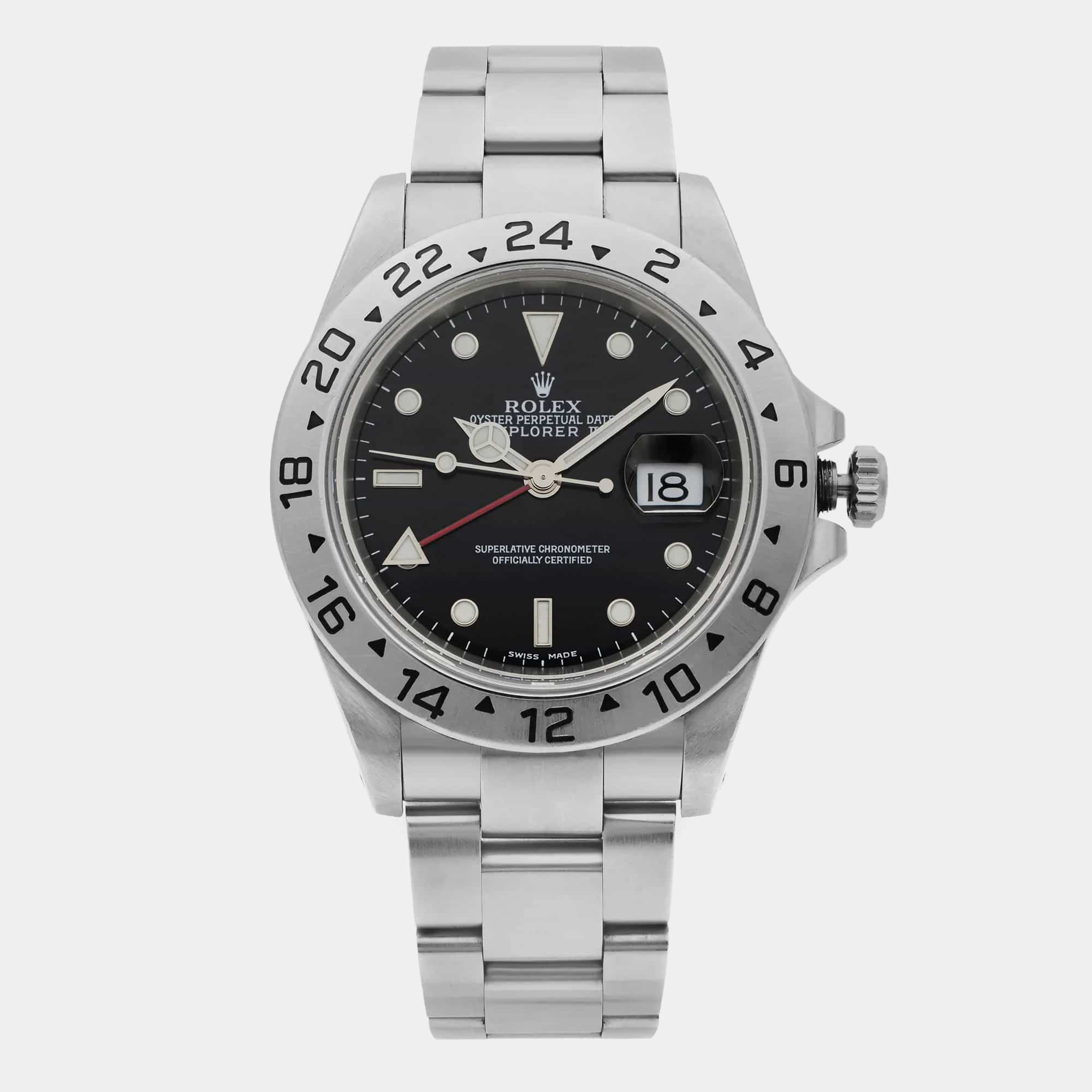 

Rolex Black Stainless Steel Explorer II Automatic Men's Wristwatch 40 mm