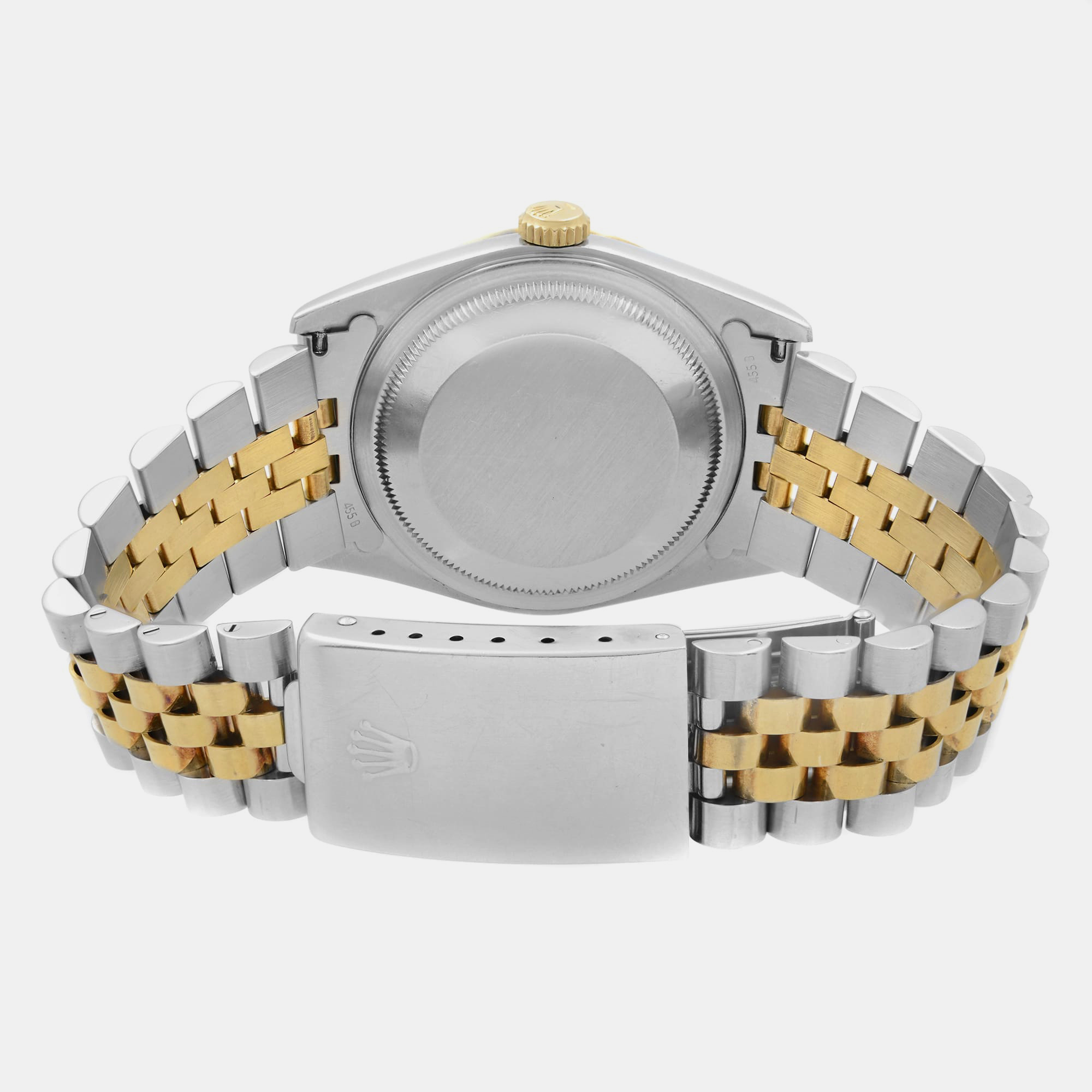 Rolex White 18K Yellow Gold Stainless Steel Datejust Automatic Men`s Wristwatch 36 mm 